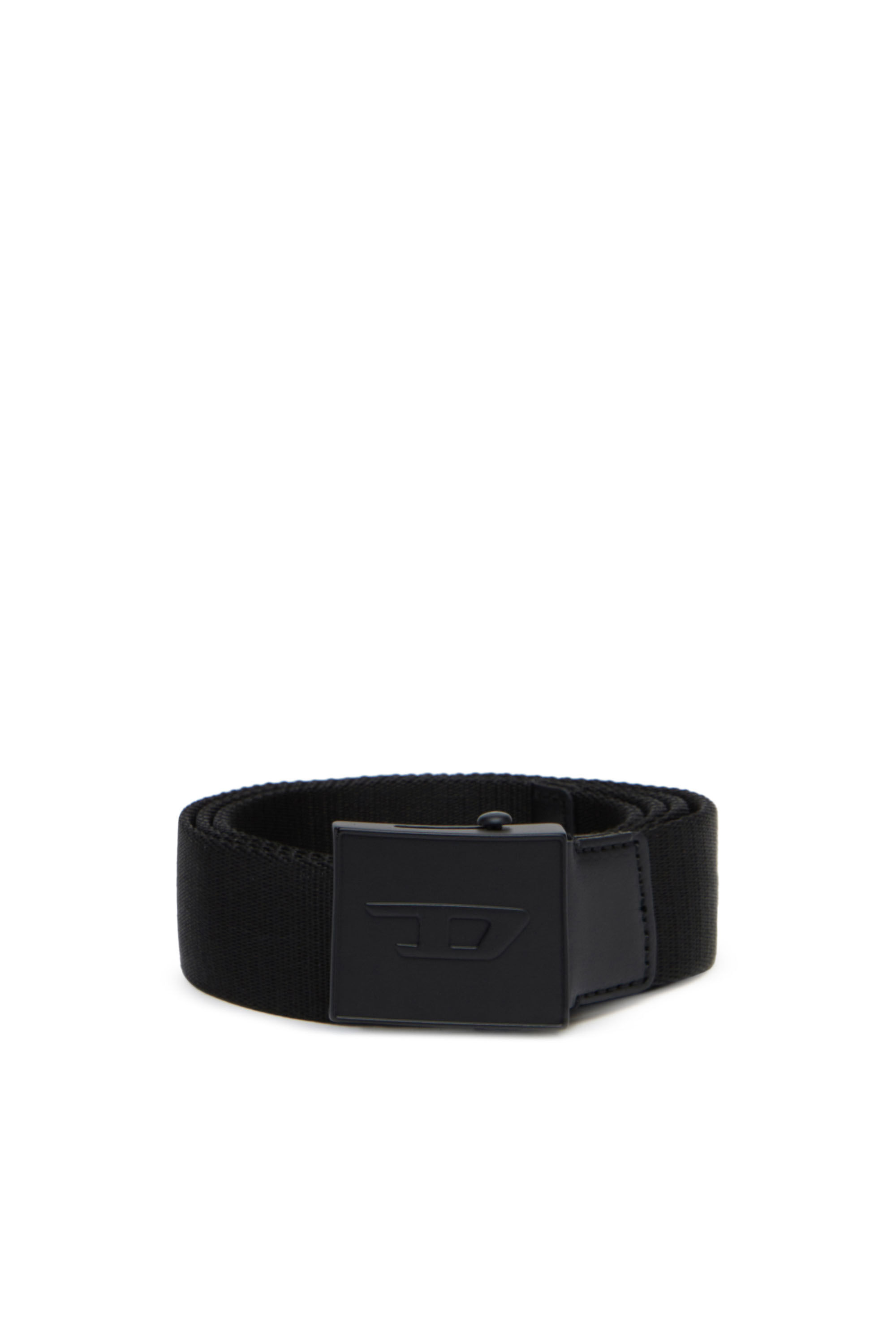 Diesel - B-PLAKUE, Unisex's Tape belt with logo buckle in Black - 1