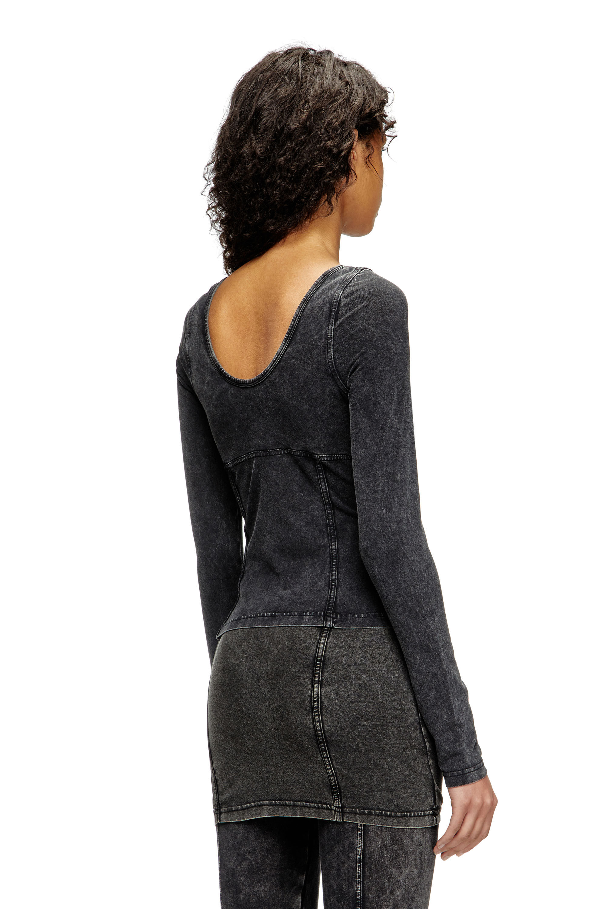 Diesel - T-ELIN, Female's Long-sleeve top with denim effect in Black - 4