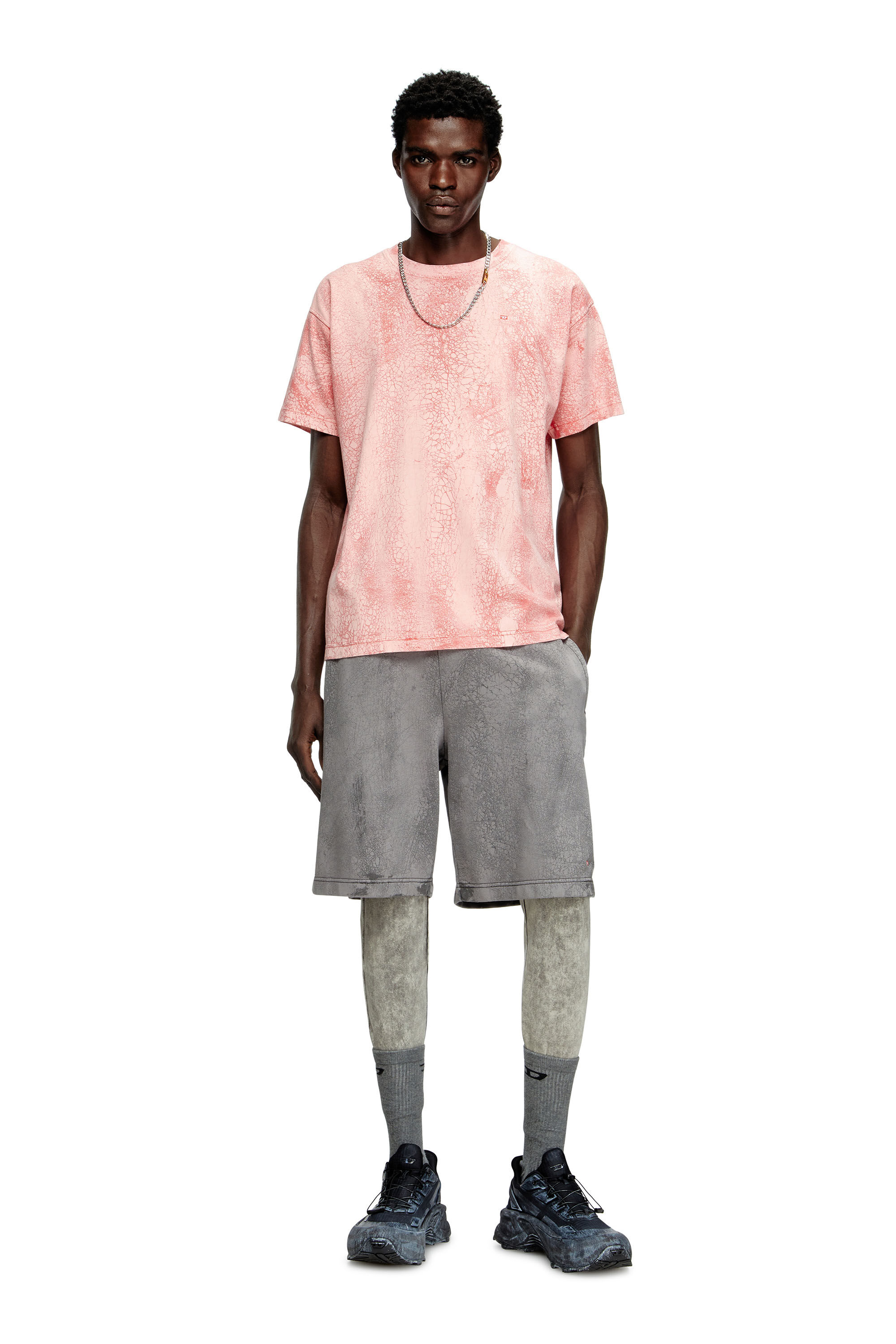 Diesel - T-NORM-T8, T-shirt en jersey ciré Homme in Rose - 1