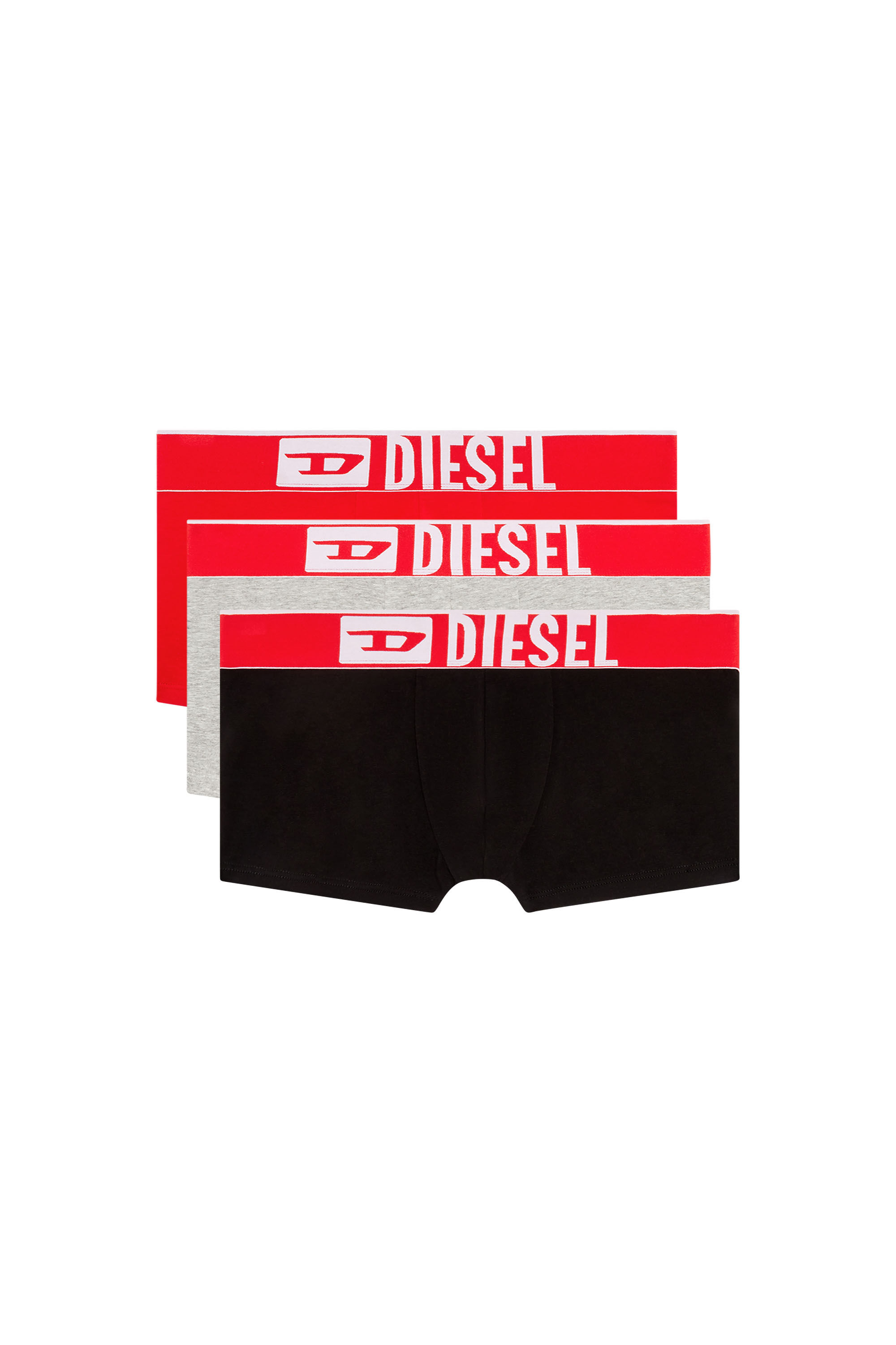 Diesel - UMBX-DAMIENTHREEPACK-5.5EL, Male's 3-pack of boxer briefs with cut-off logo in Black/Red - 4