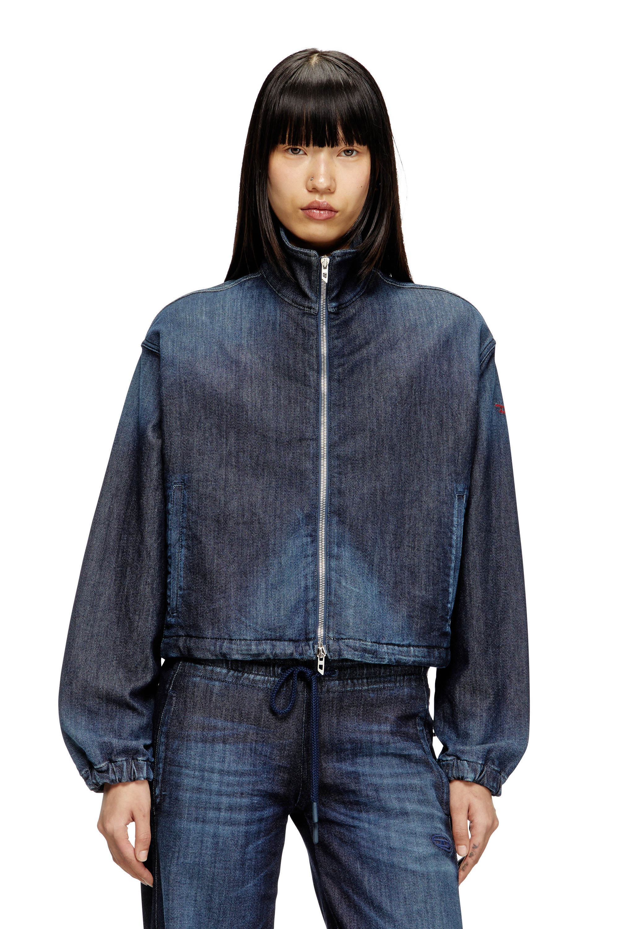 Diesel - DE-SANDERZ JOGG, Female's High-neck JoggJeans jacket in Dark Blue - 3