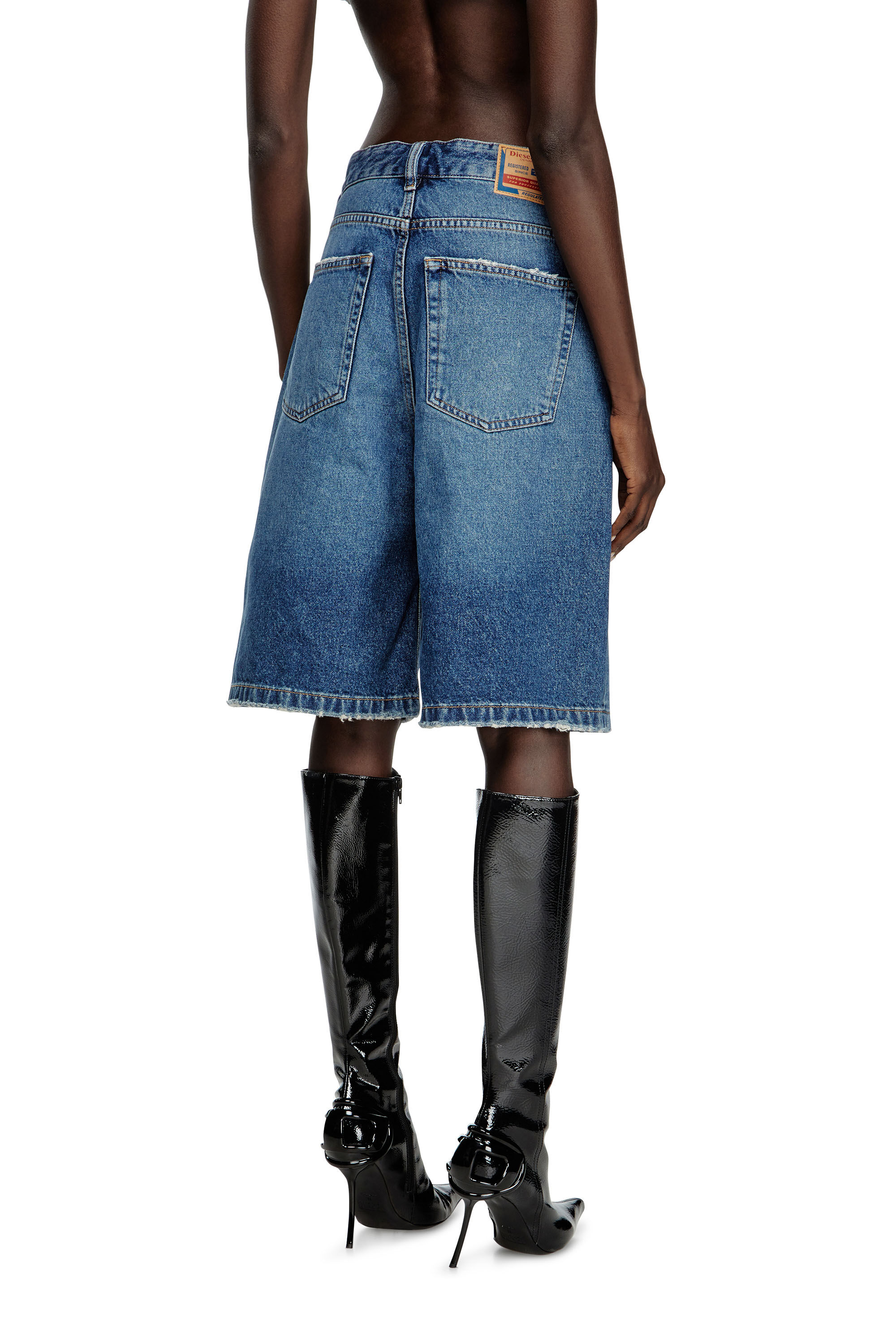 Diesel - DE-SIRE-SHORT, Female's Shorts in denim with ripped details in Medium Blue - 4