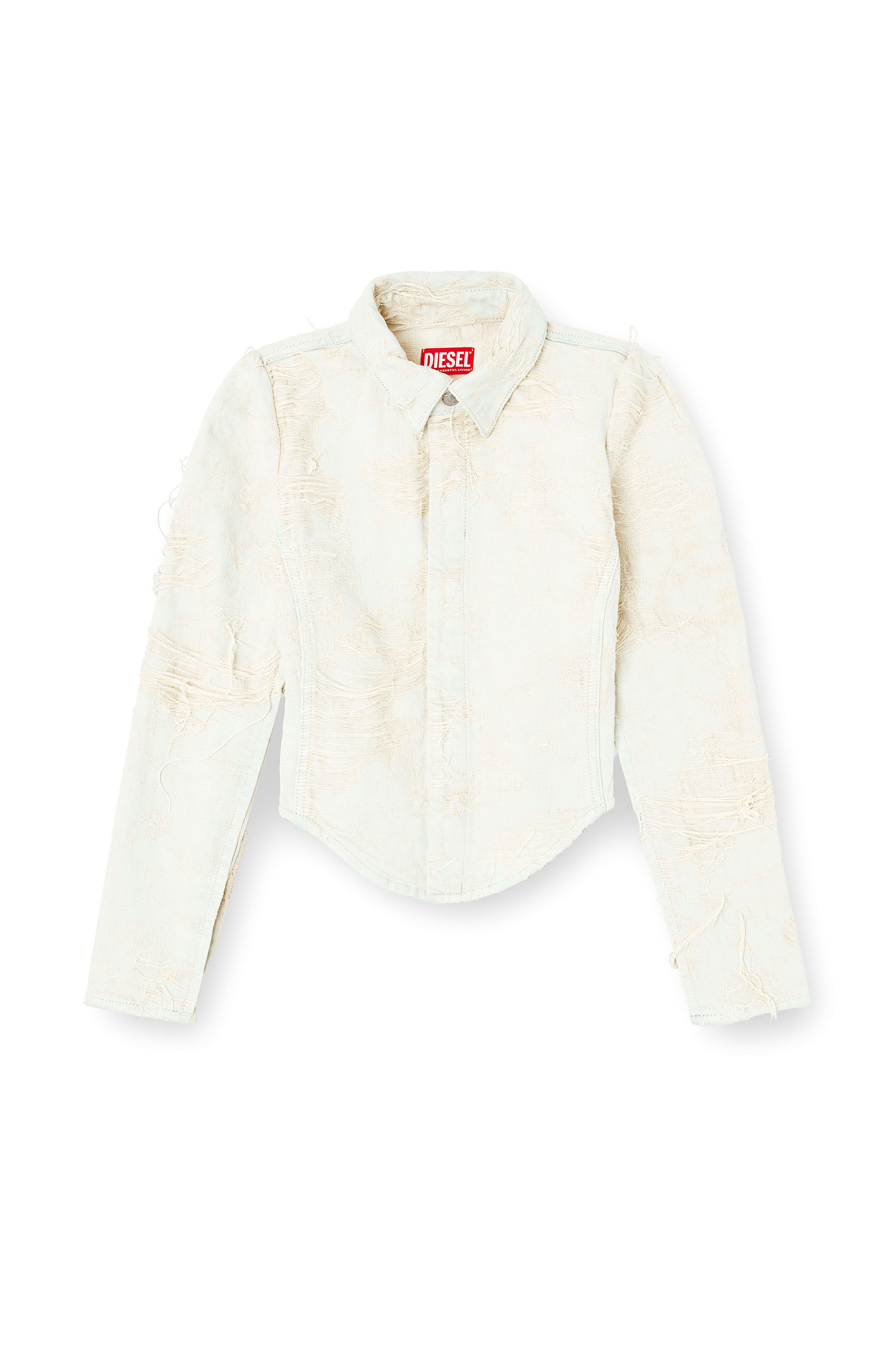 Diesel - DE-MADELINE-FSG, Chemise en denim jacquard avec fils flottants Femme in Blanc - 2