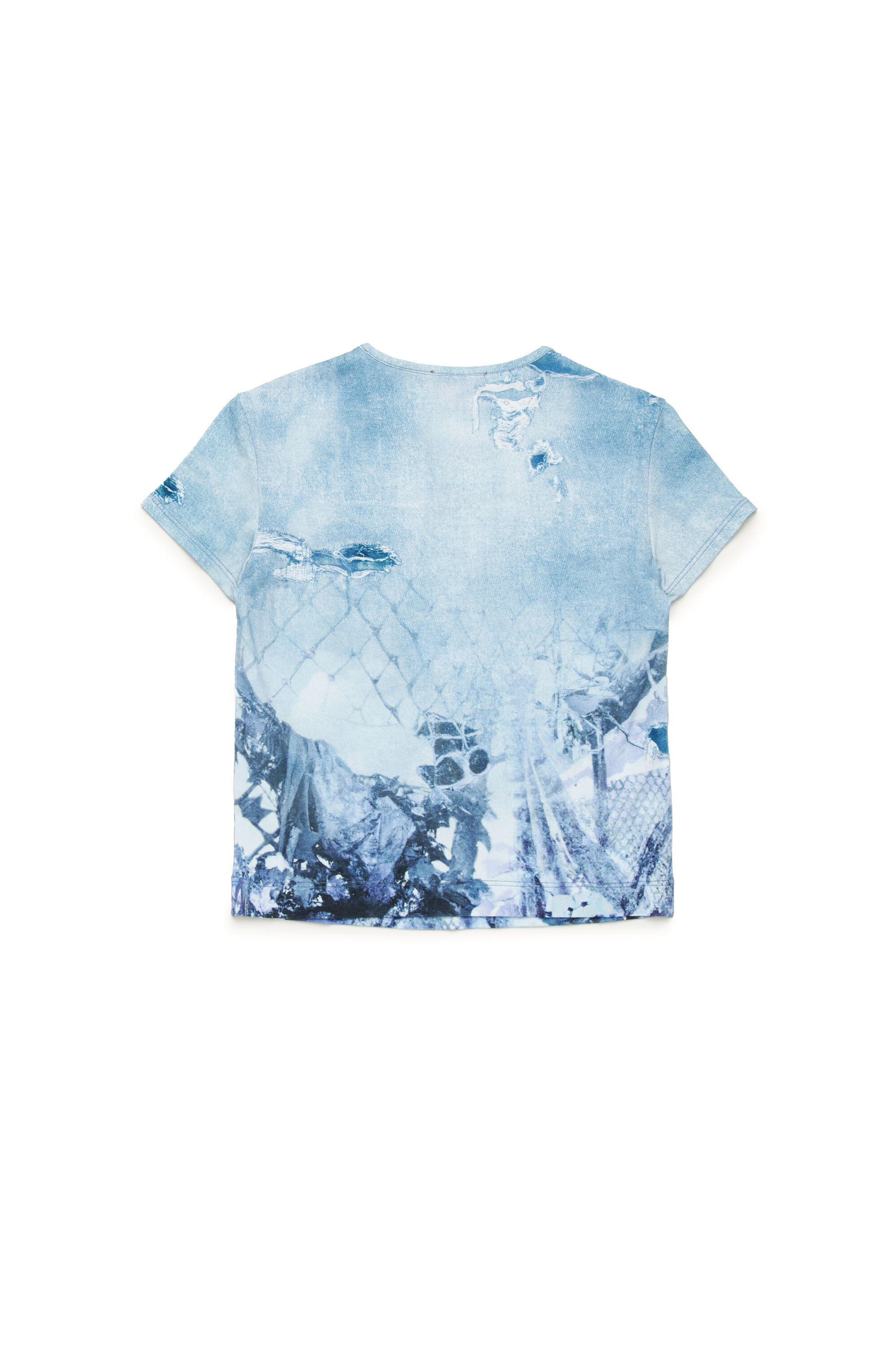 Diesel - TUNCSKI, Female's T-shirt with Camouflower print in Light Blue - 2