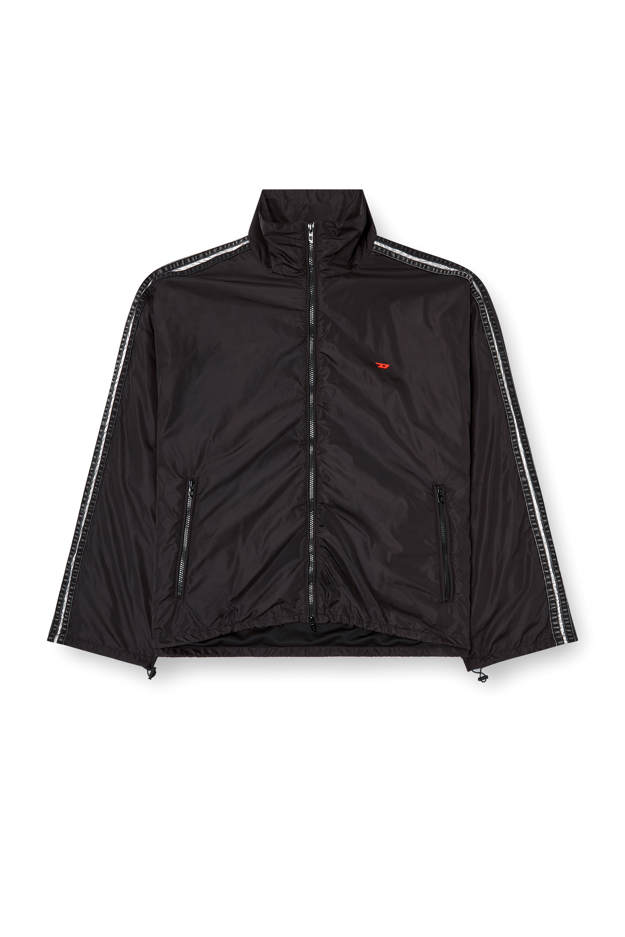 Diesel - J-CARON, Male's Nylon track jacket with denim bands in Black - 2