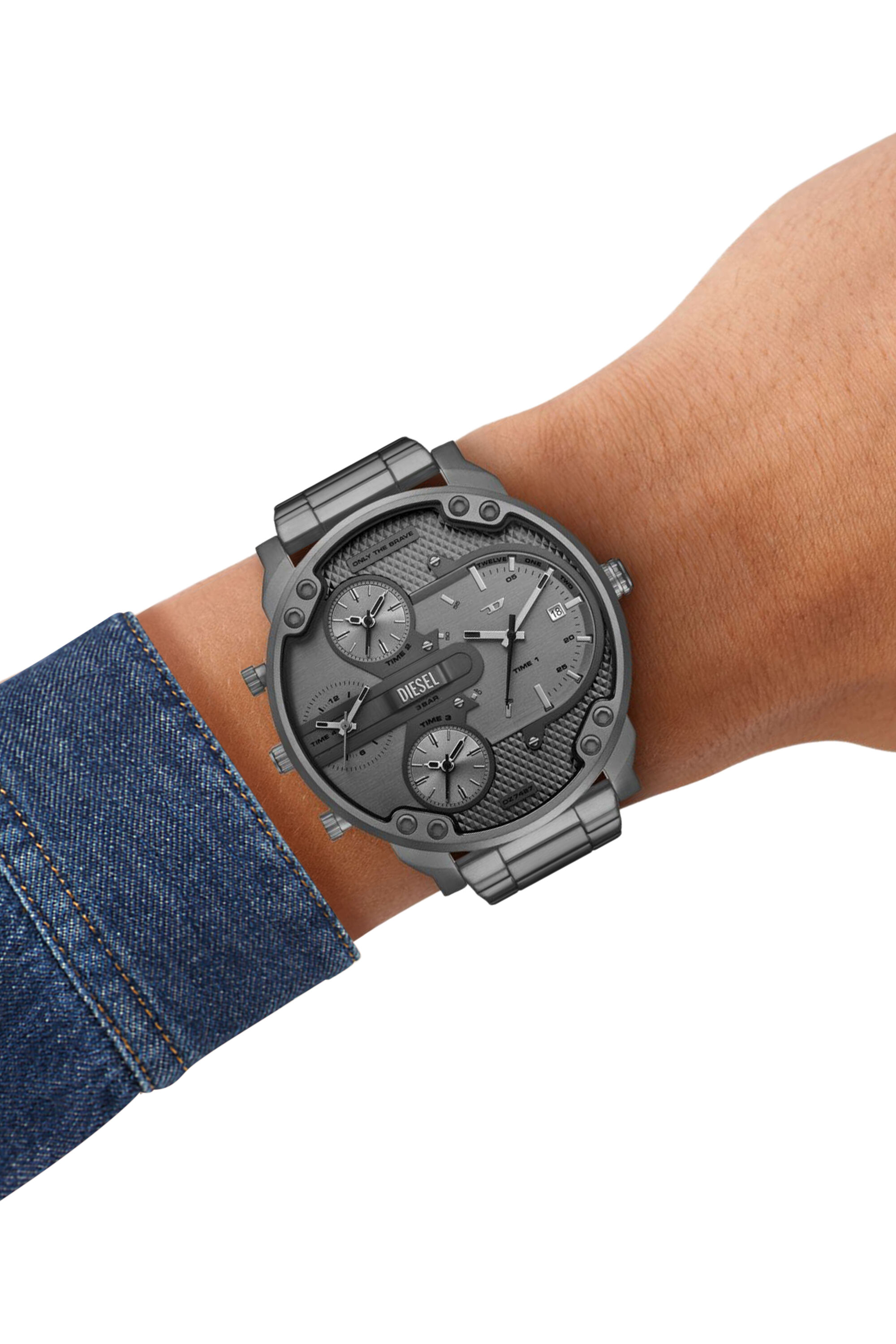 Diesel - DZ7487, Male's Diesel Mr. Daddy Slim Multi Movement Gray Stainless Steel Watch in Dark Grey - 5