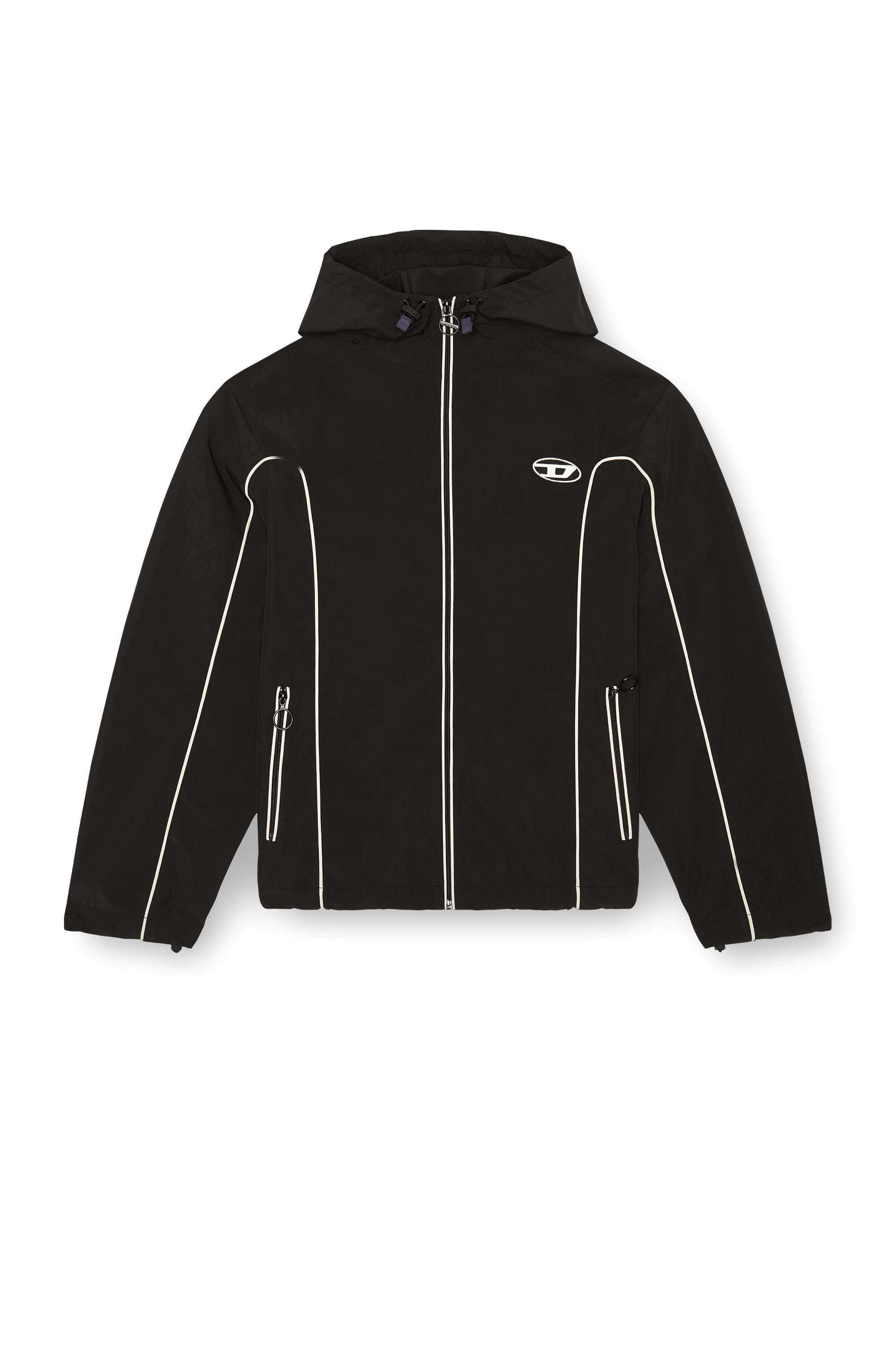 Diesel - J-HIVES, Male's Windbreaker with contrast piping in Black - 2