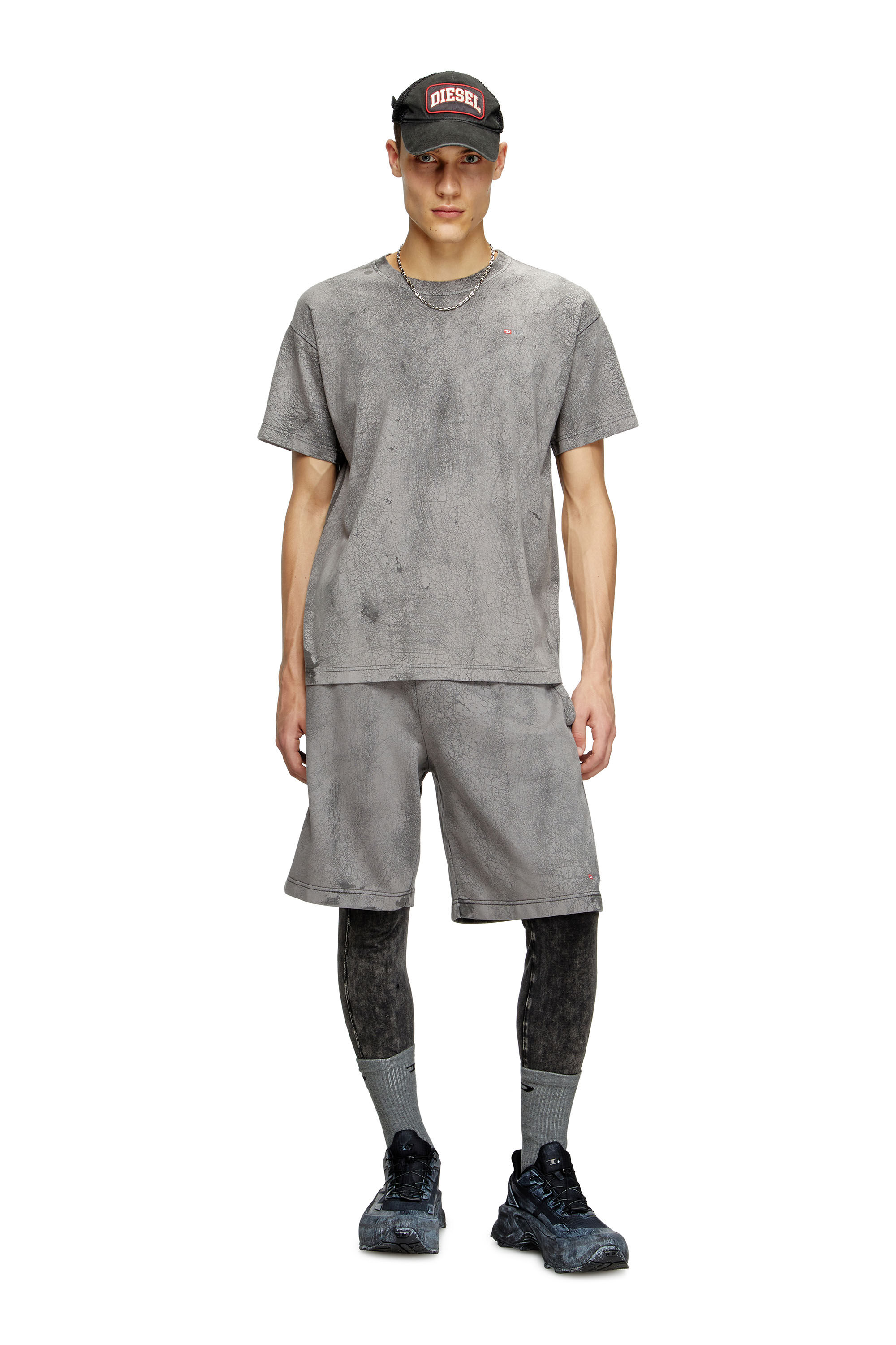 Diesel - T-NORM-T8, Male's T-shirt in waxed jersey in Grey - 1