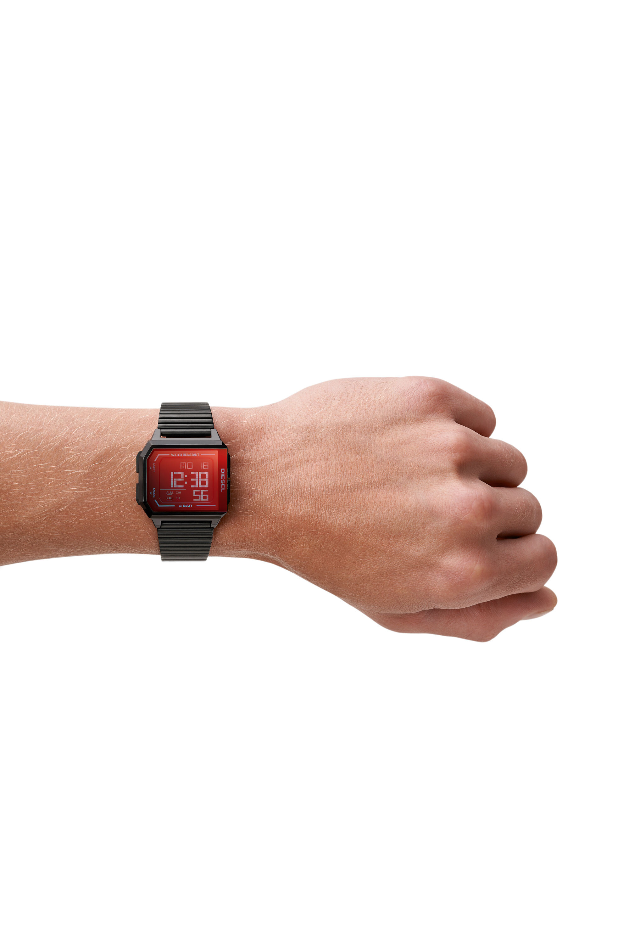 DZ1970 Chopped digital black tone stainless steel watch Diesel