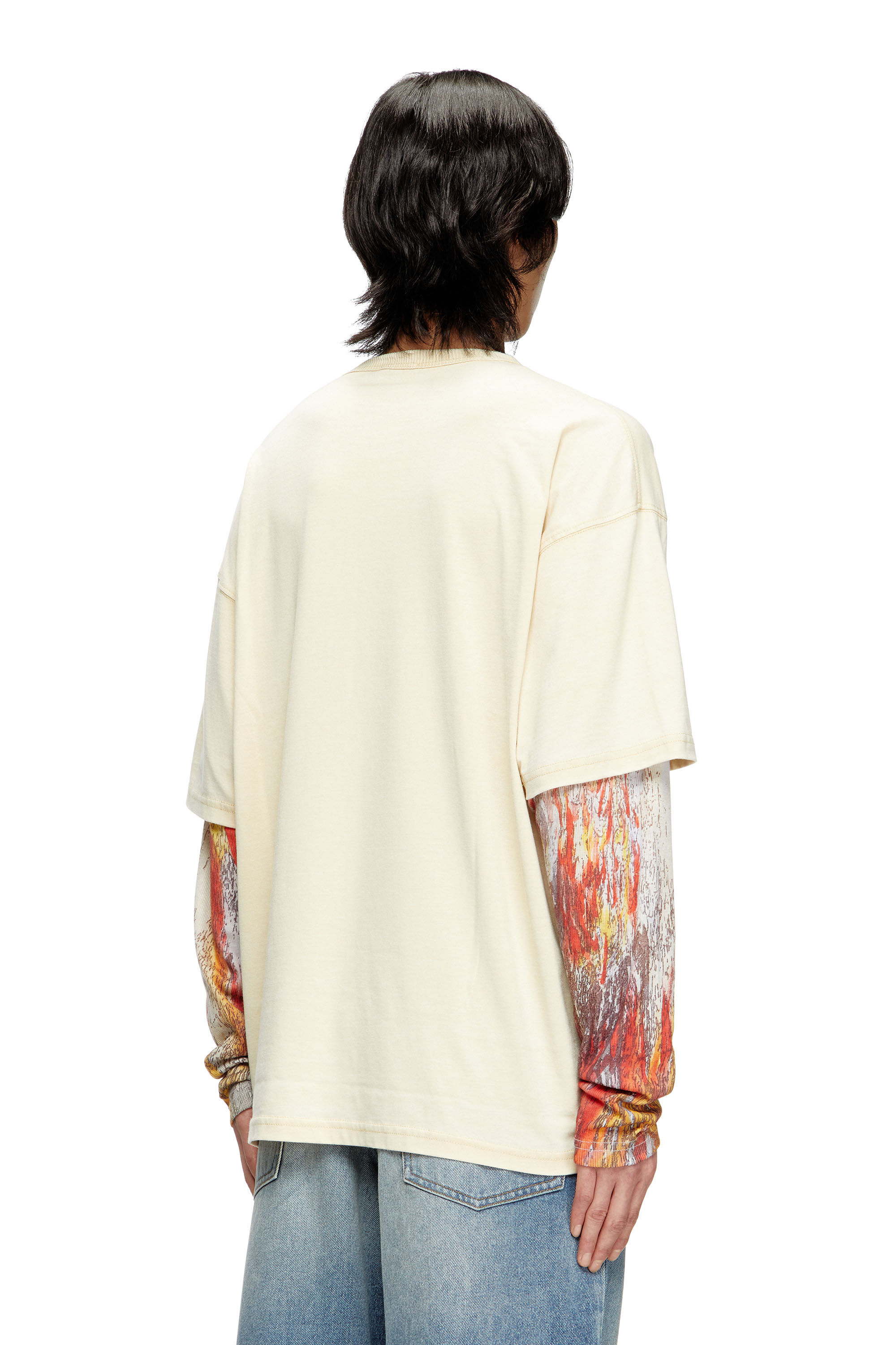 Diesel - T-BOXT-DB-LS-RIB-T1, Male's Long-sleeve T-shirt with layered effect in Beige - 4