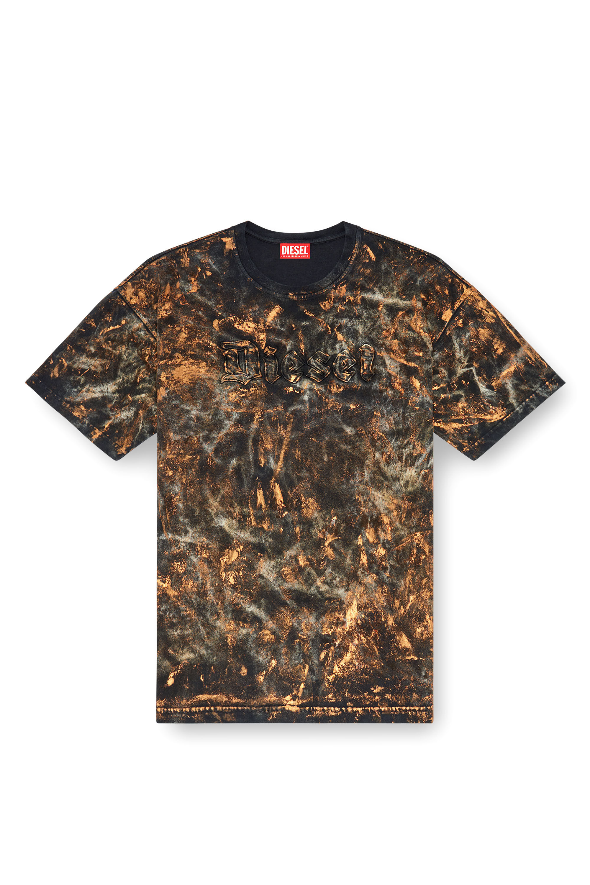 Men's Dirty-effect T-shirt with logo lettering | Brown | Diesel Men's Dirty-effect T-shirt with logo lettering | Brown | Diesel