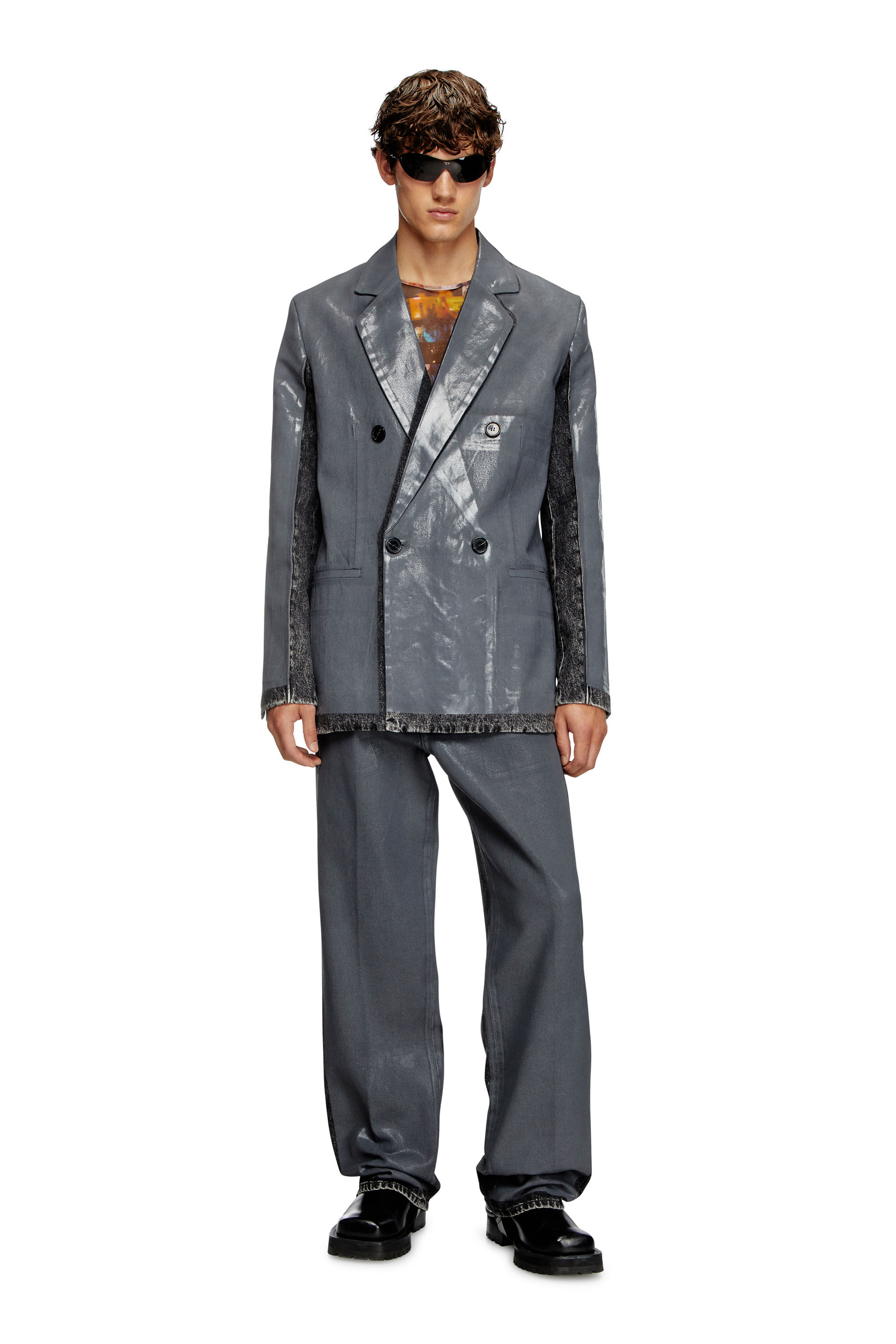 Diesel - D-KOT-FSF, Blazer en denim avec demi-couche Homme in Polychrome - 1