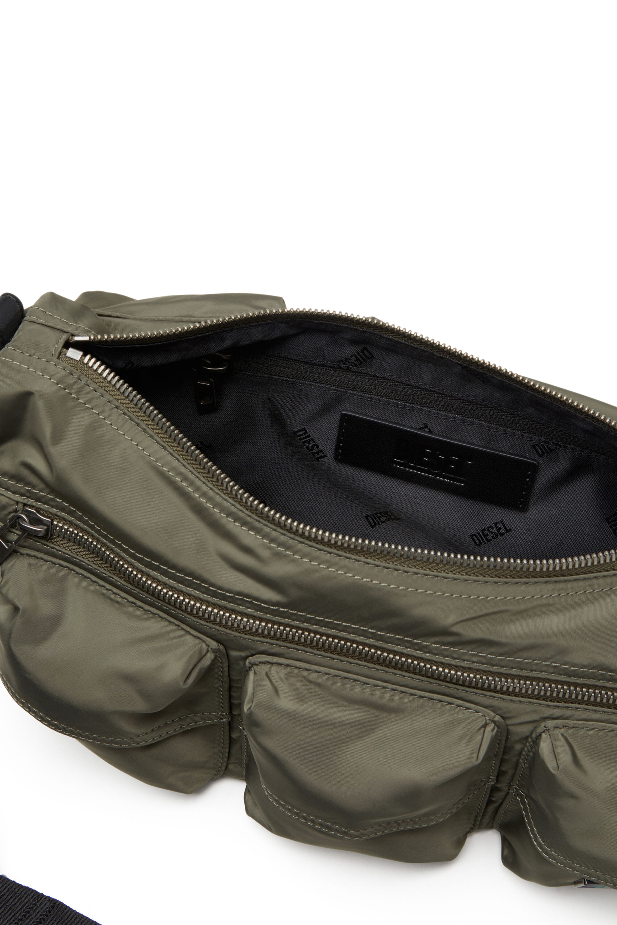 Diesel - MULTI-PKTS SHOULDER BAG X, Unisex's Multipocket bag in utilitarian shell in Green - 2