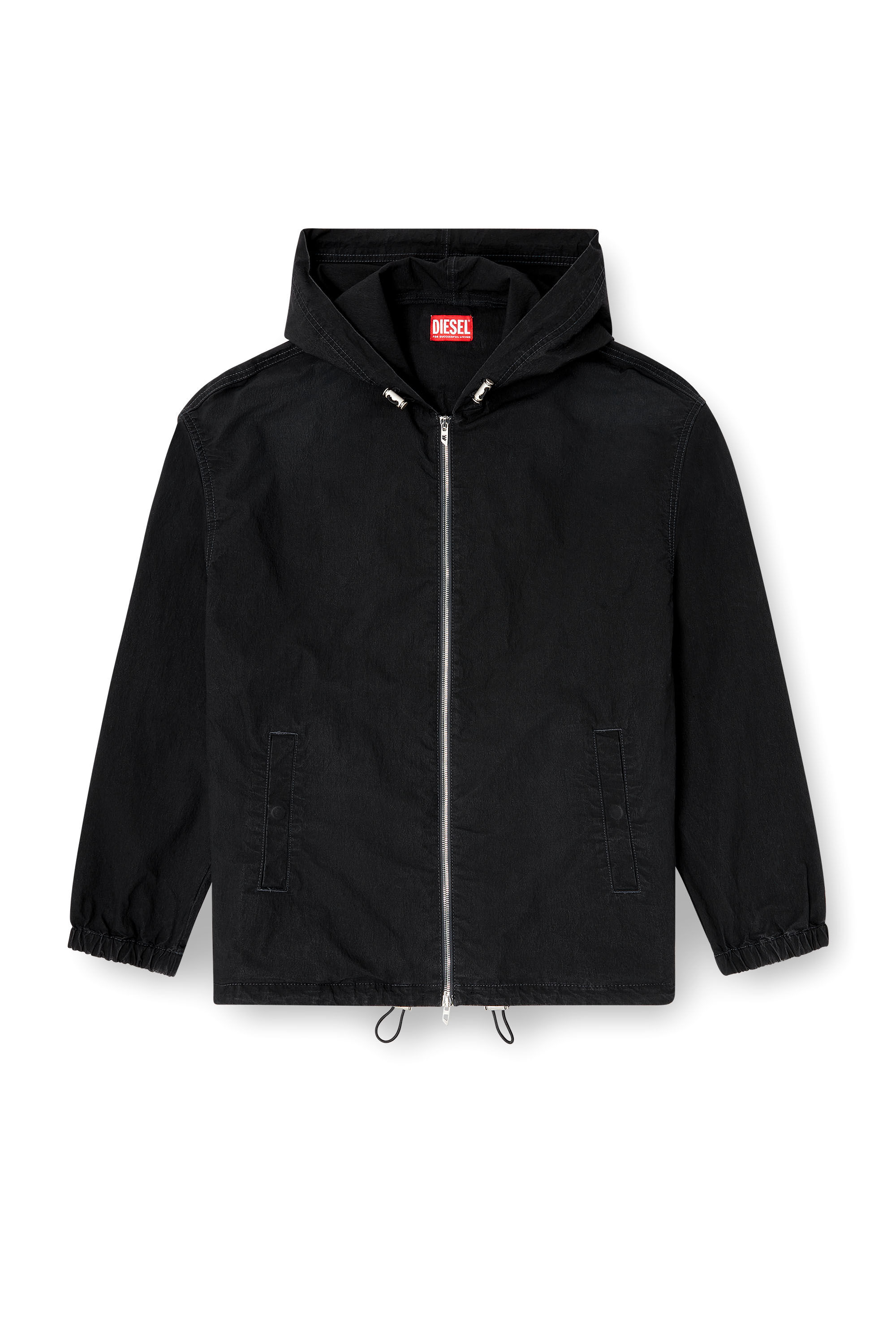 Diesel - D-WYNNY JOGG, Male's Hooded technical JoggJeans jacket in Black/Dark Grey - 2