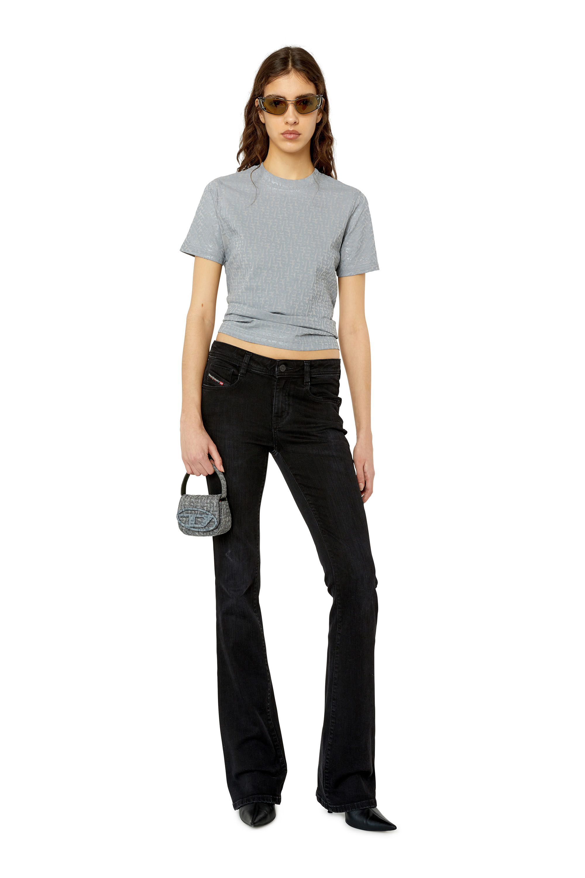Diesel - T-REG-MONO, Female's T-shirt with monogram print in Light Grey - 1