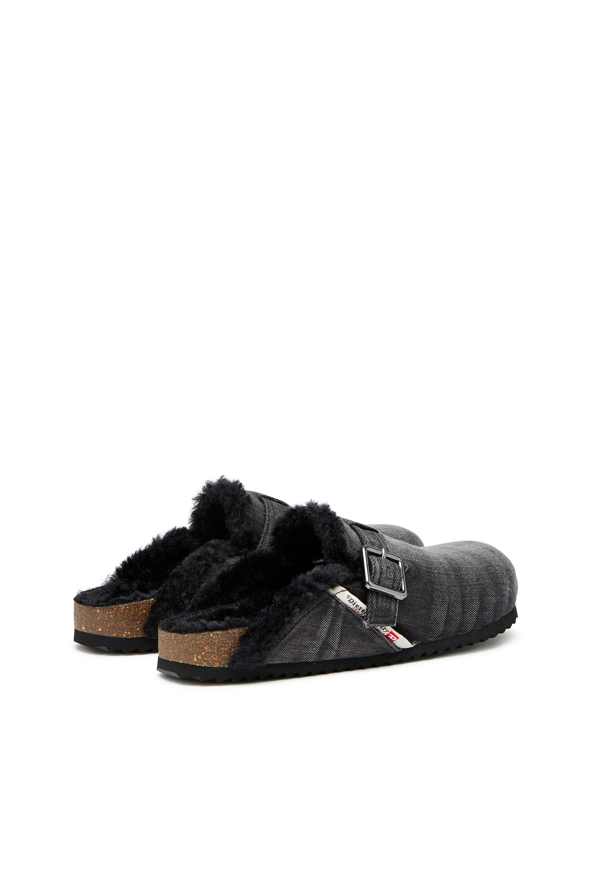 Diesel - D-WOODSTOCK X, Male's D-Woodstock-Denim mules with fluffy lining in Black - 3
