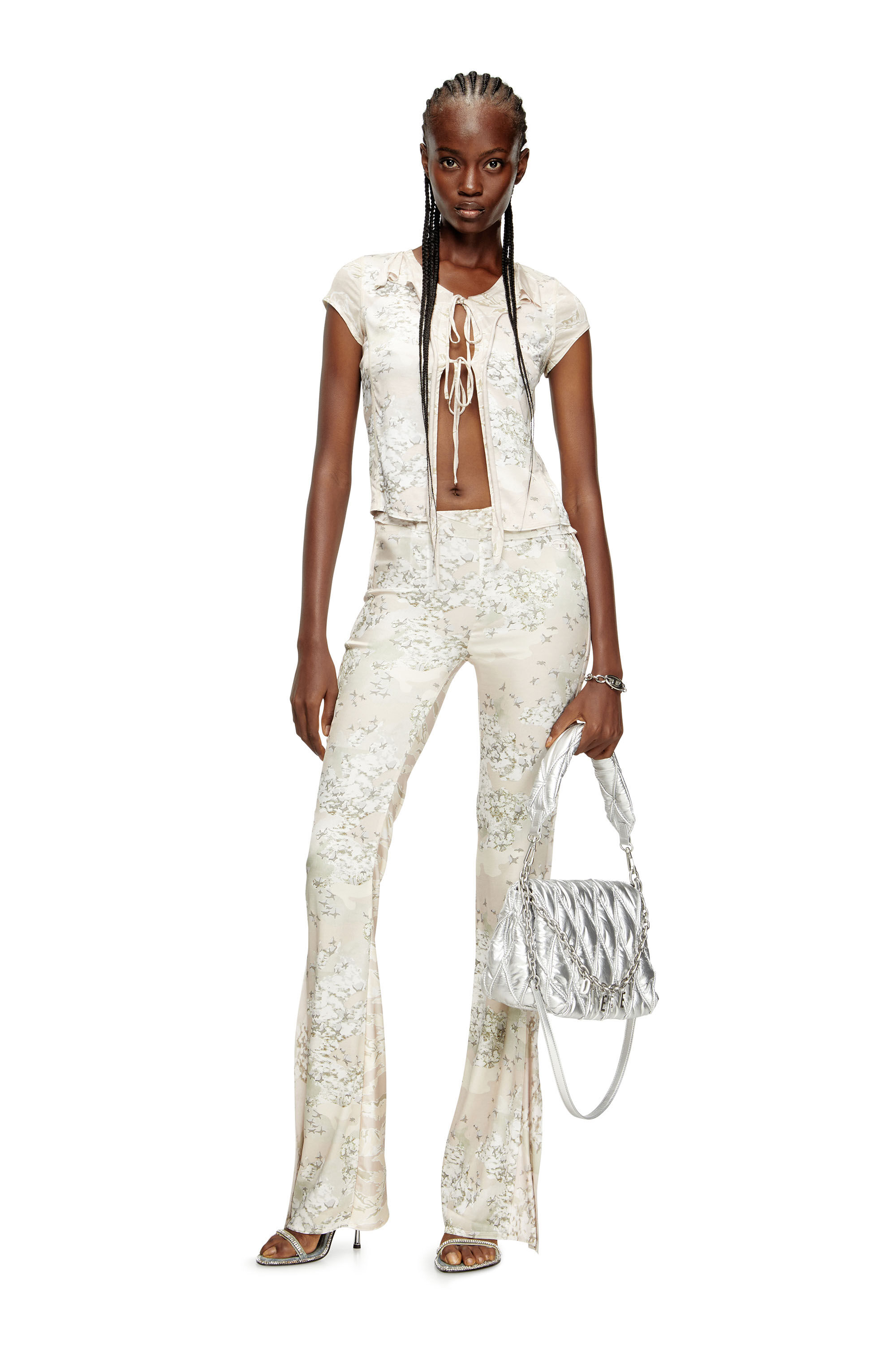 Diesel - P-AFFAL, Pantalon de jazz avec imprimés camouflage mélangés Femme in Beige - 1