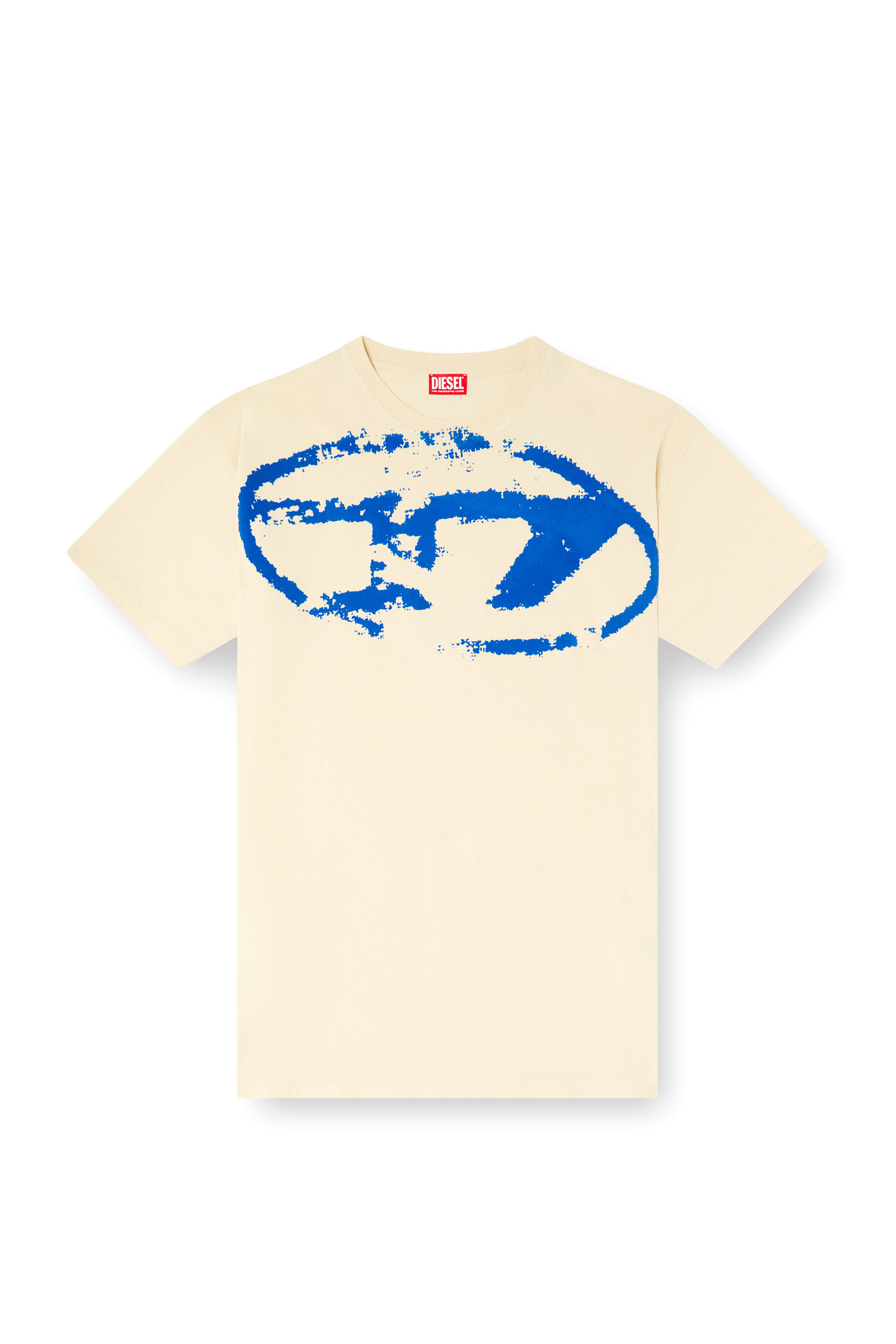 Diesel - T-BOXT-N14, Male's T-shirt with distressed flocked logo in Light Brown - 2