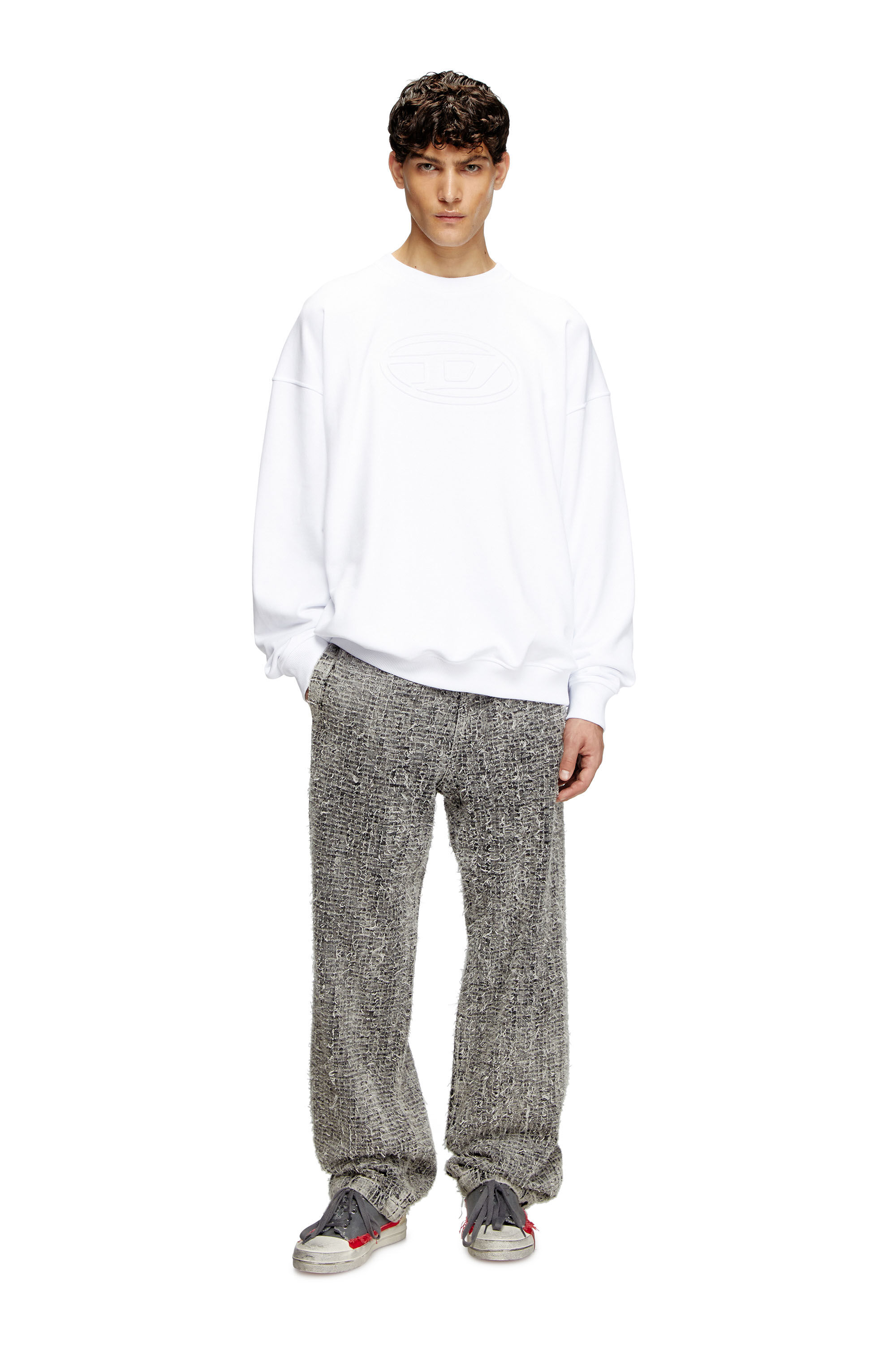 Diesel - S-MART-BIGOVAL, Male's Sweatshirt with embossed Oval D in White - 1