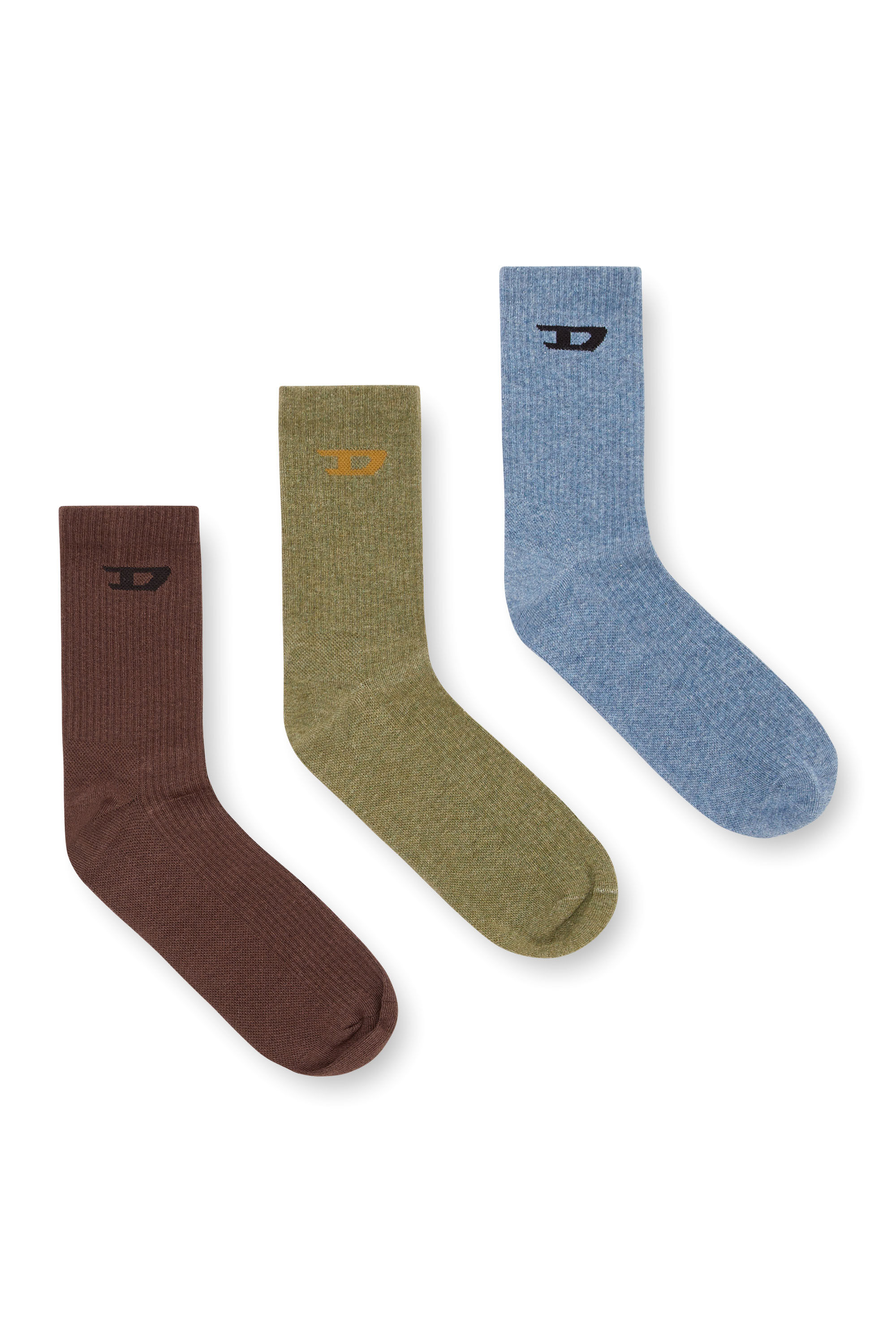 Diesel - SKM-D-TENNIS-CREW-17,5, Male's Three-pack ribbed socks with D logo in Blue/Green - 1