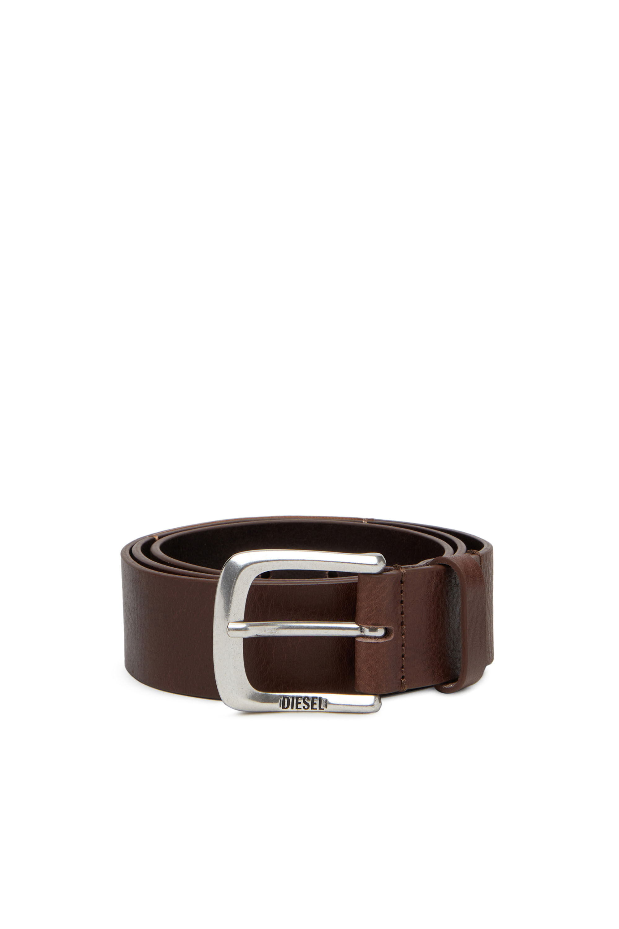 Diesel - B-JACKRON, Male's Leather belt with Jacron Patch in Brown - 1
