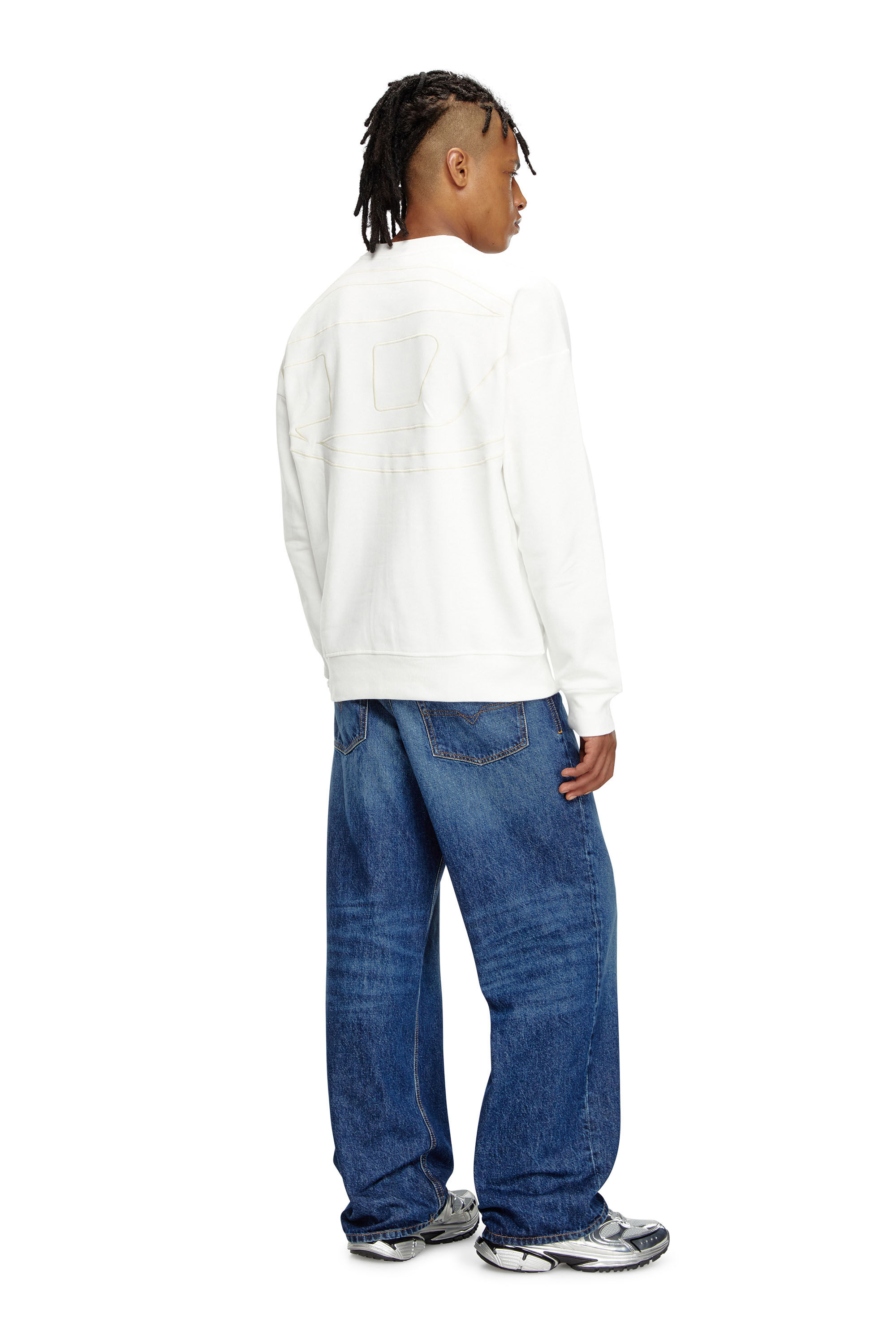 Diesel - S-ROB-MEGOVAL, Male's Sweatshirt with back maxi D logo in White - 1