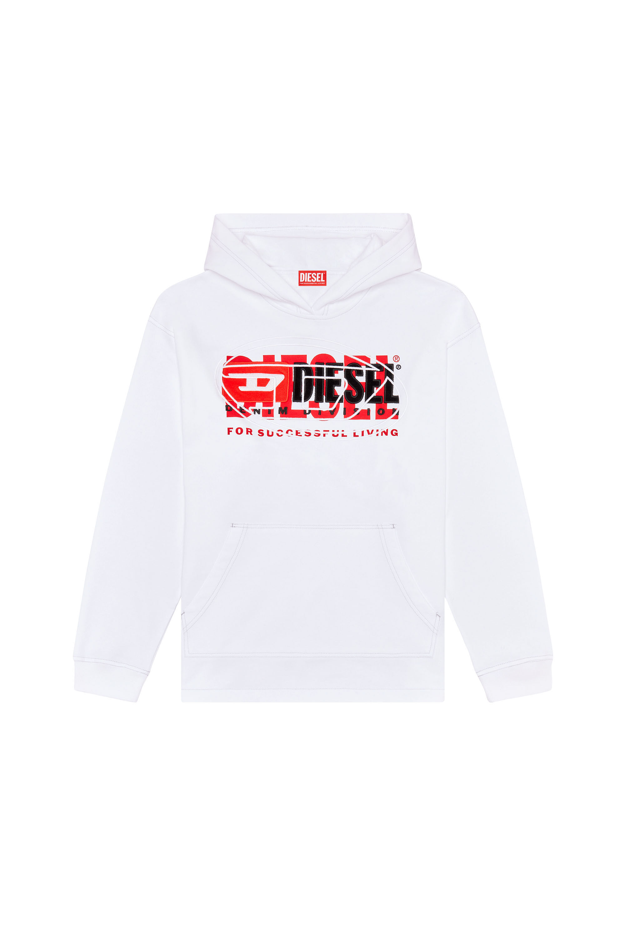 Men s Hoodie with layered logos White Diesel