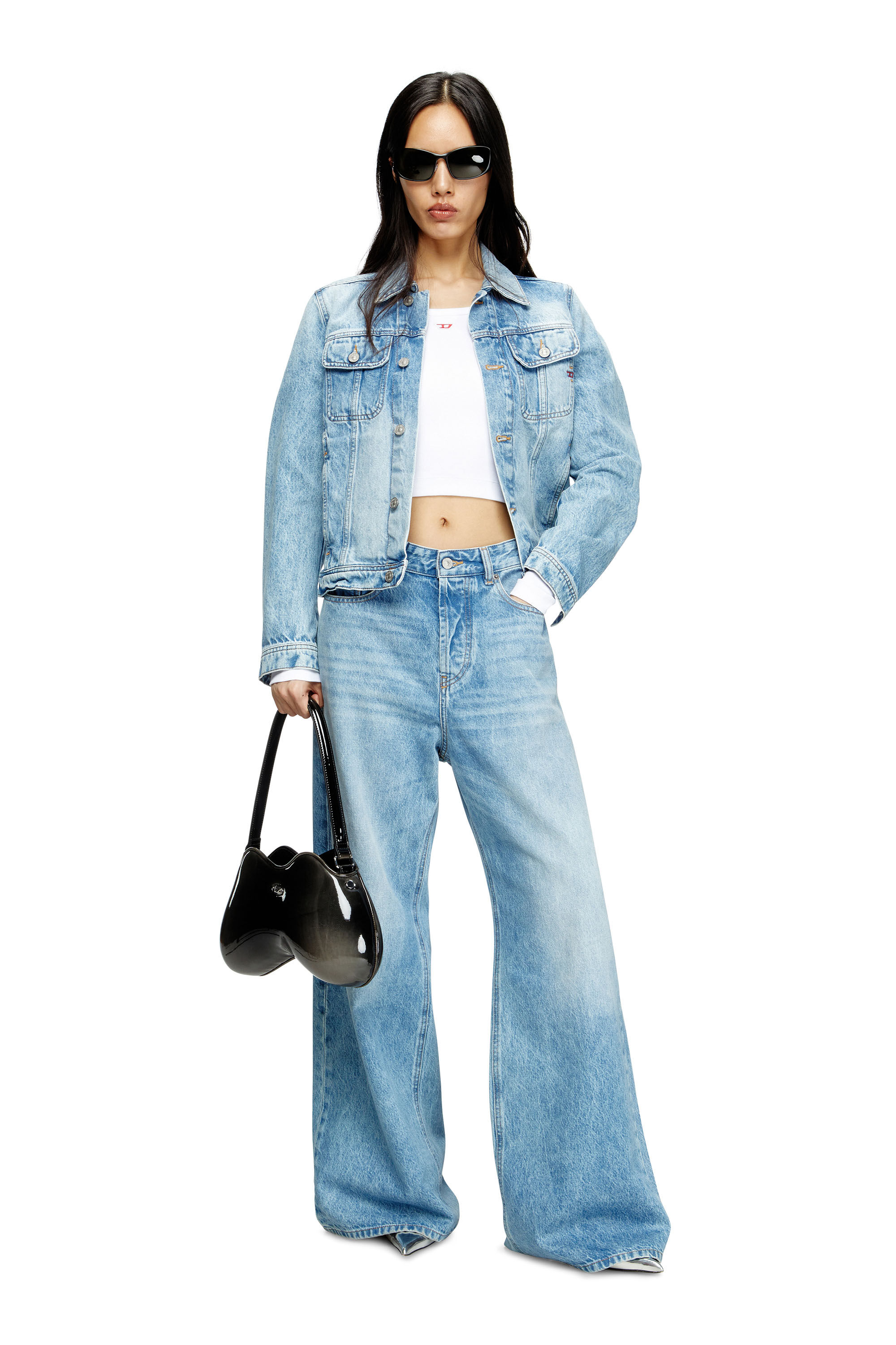 Diesel - T-BALLET-D, Top à manches longues avec logo D Femme in Blanc - 1