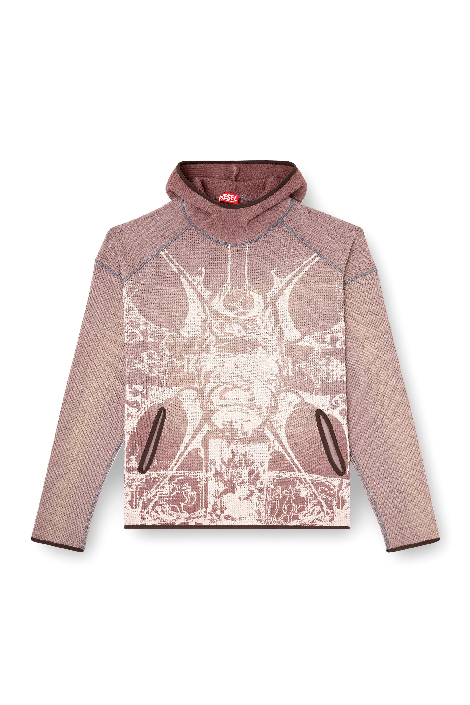 Diesel - S-WAF-HOOD-NEW, Male's Faded waffle hoodie with graphic print in null - 2