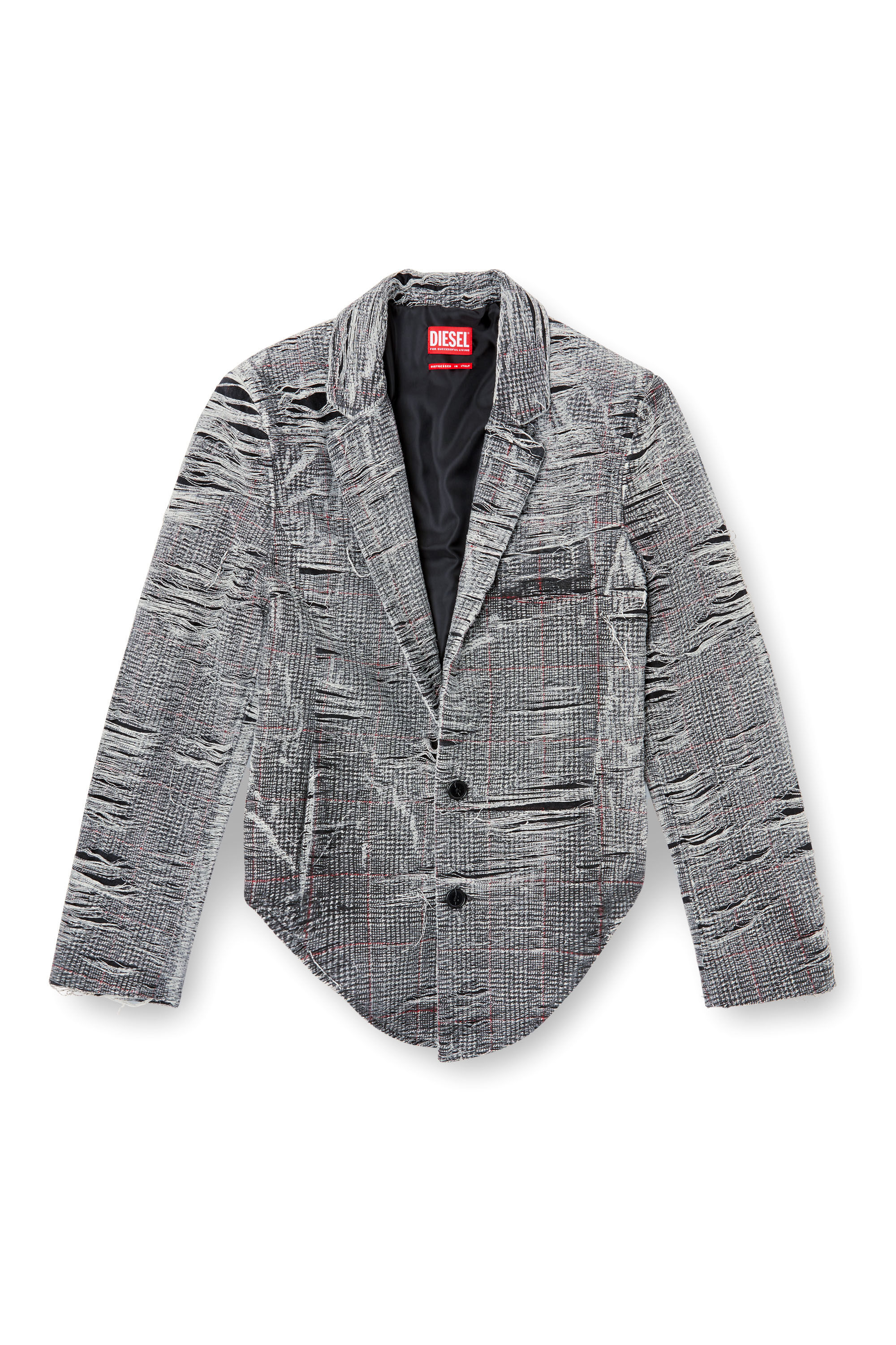 Diesel - DE-PHONIX-FSG, Female's Blazer in distressed Prince of Wales denim in Grey - 2