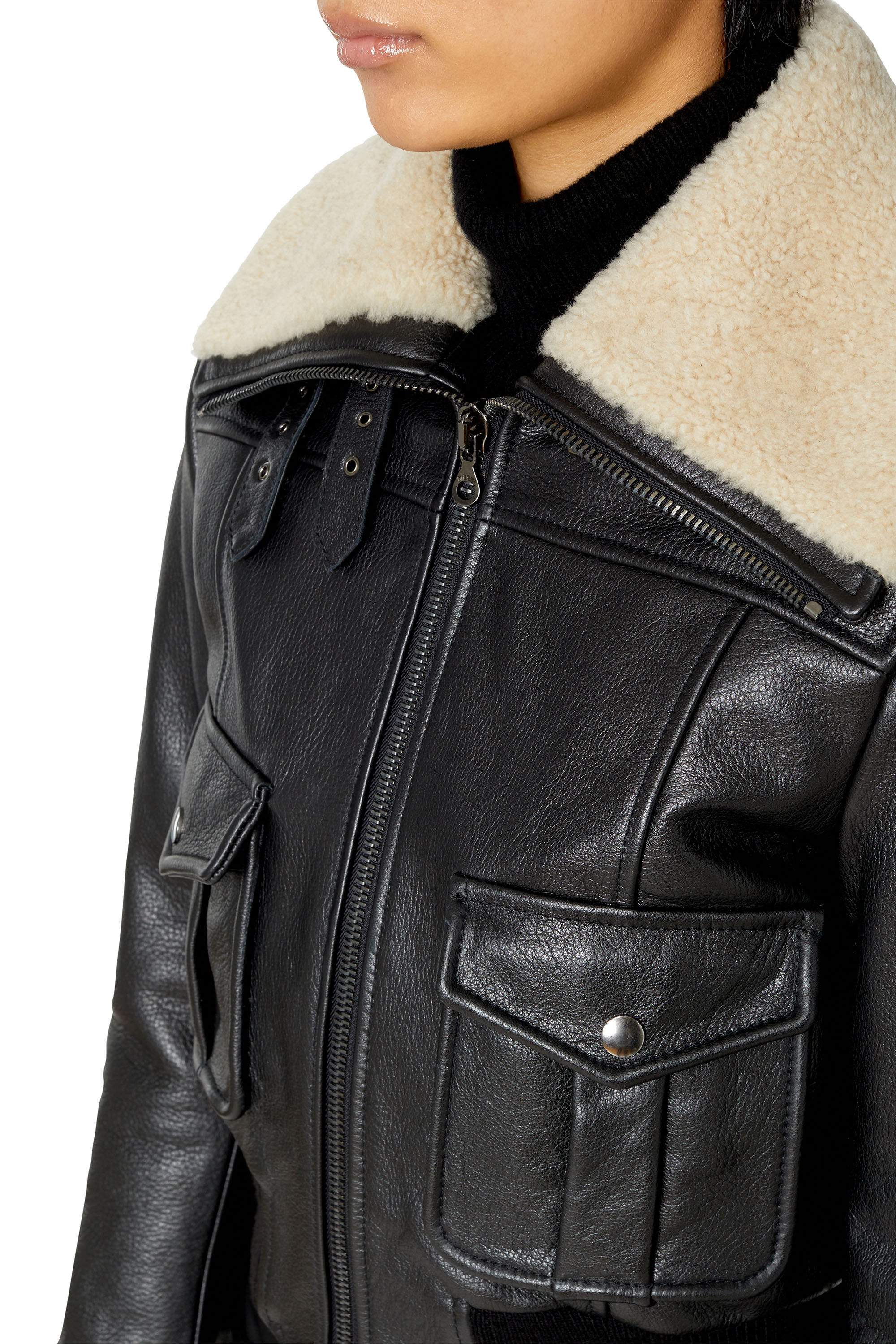 Diesel shearling hotsell leather jacket