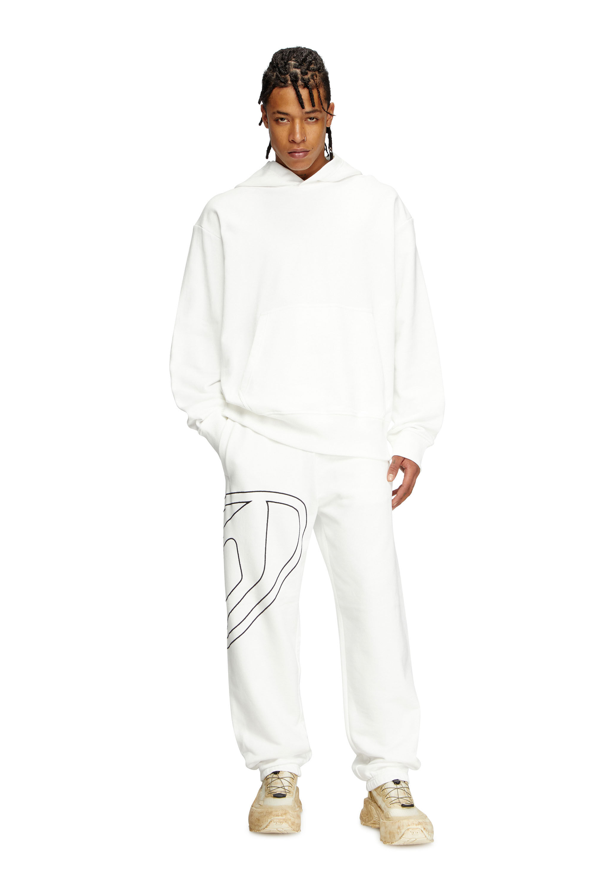 Diesel - P-MARKY-MEGOVAL-D, Male's Track pants with mega oval D in White - 1