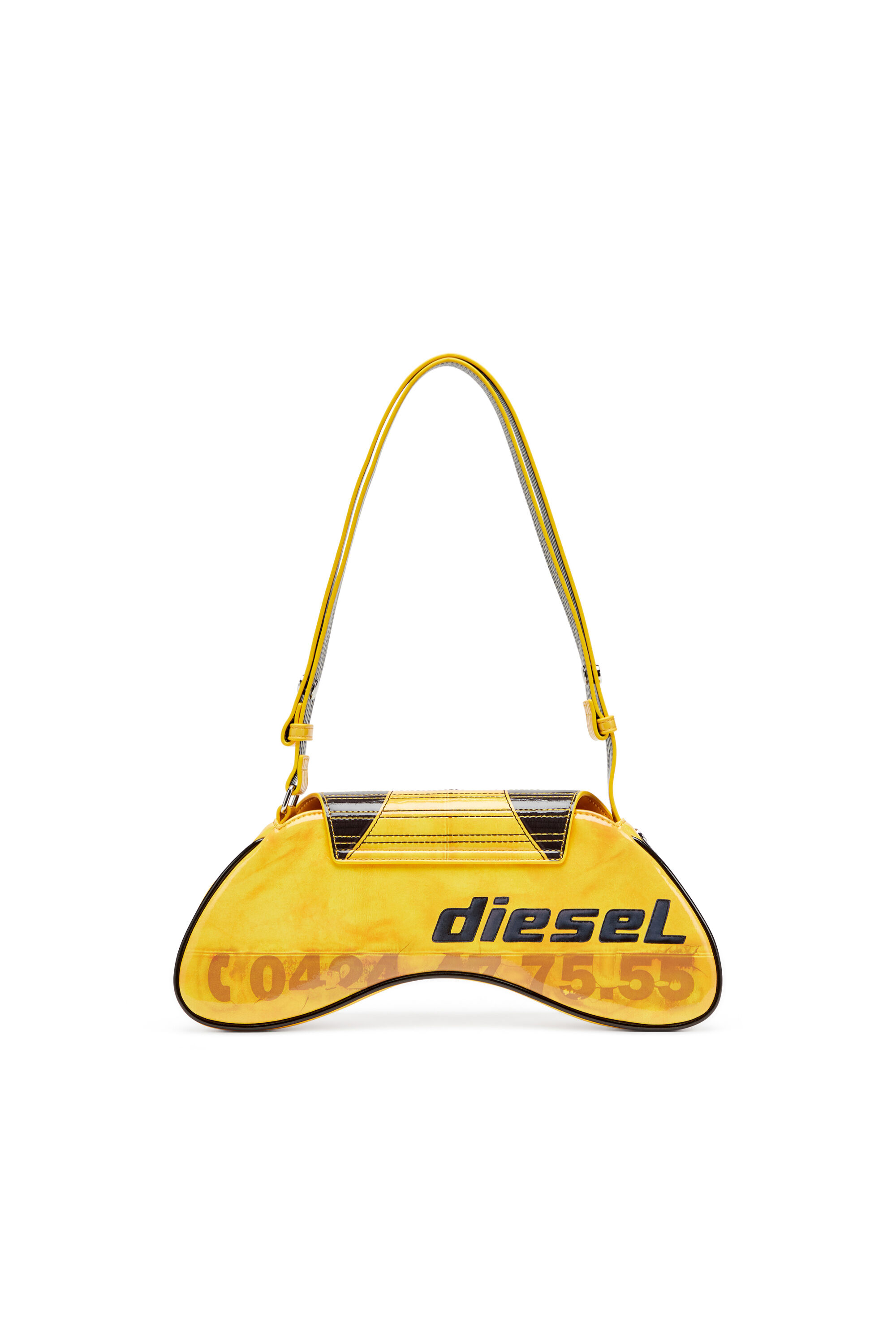 Diesel - PLAY CROSSBODY, Female's Play-Glossy crossbody bag with biker details in Yellow - 3