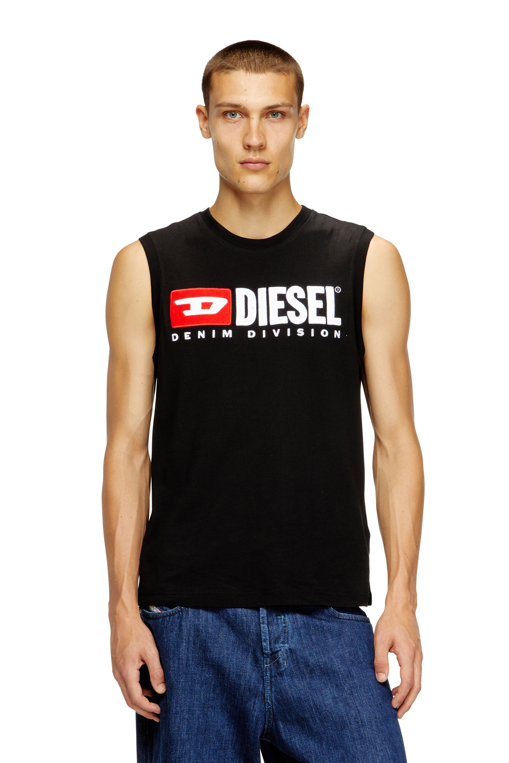 Diesel - T-ISCO-DIV, Male's Tank top with chest logo print in Black - 3