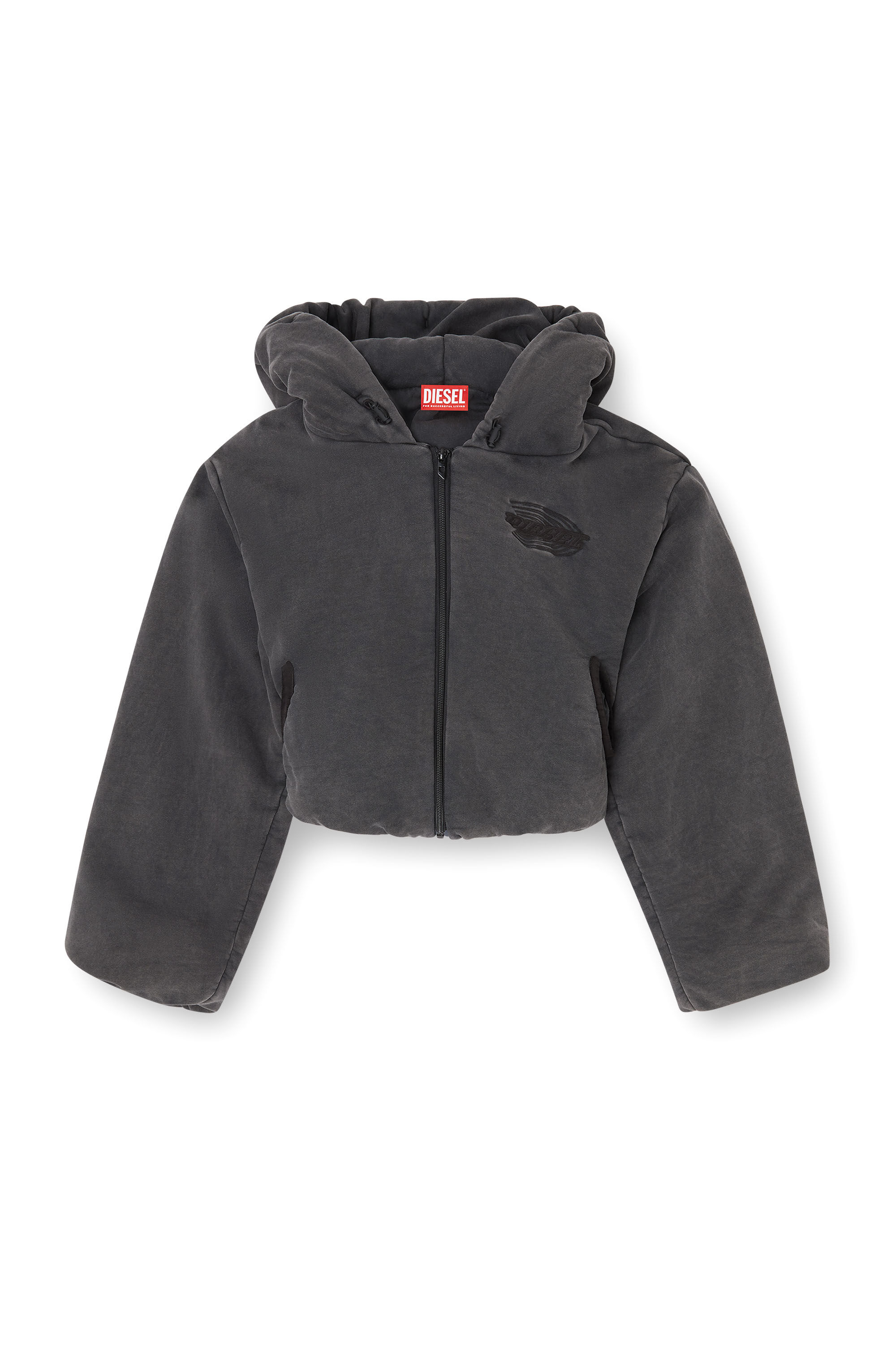 Diesel - F-ENERDÌ, Sweat-shirt à capuche crop zippé Femme in Noir - 2