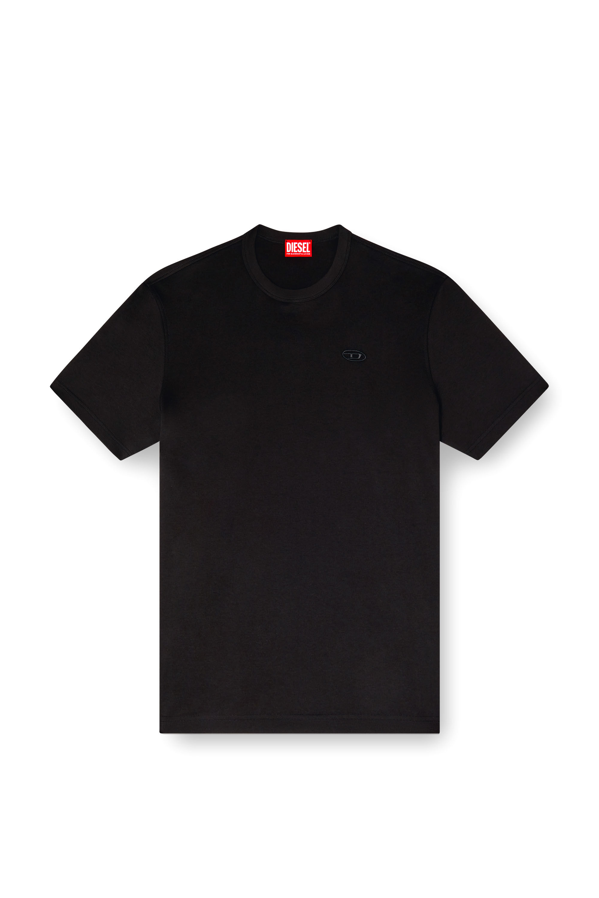 Diesel - T-ADJUST-SLITS-R17, Male's T-shirt with tonal logo embroidery in Black - 2