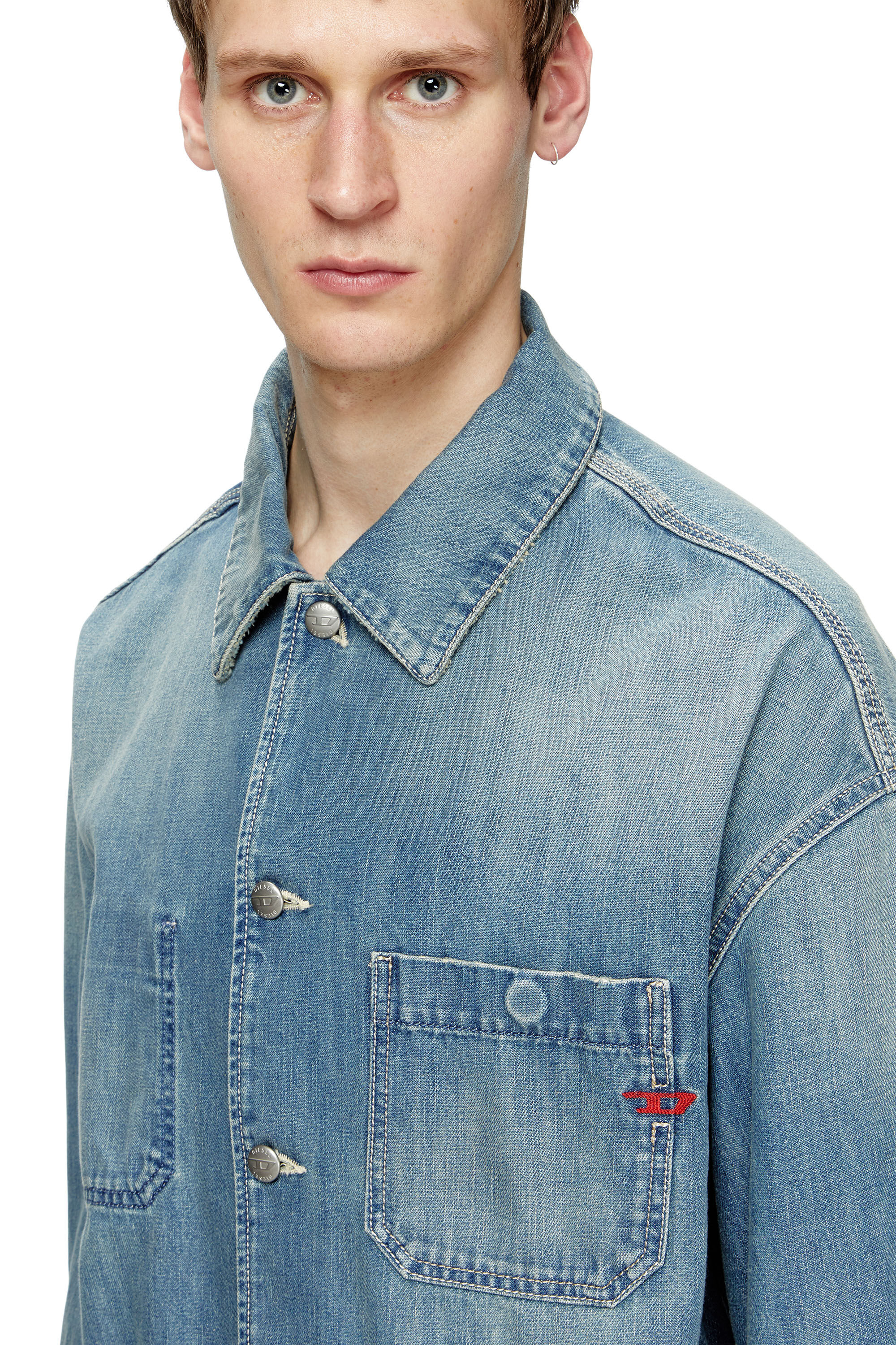 Diesel - D-STACK-U, Unisex's Utility-style denim jacket in Medium Blue - 4