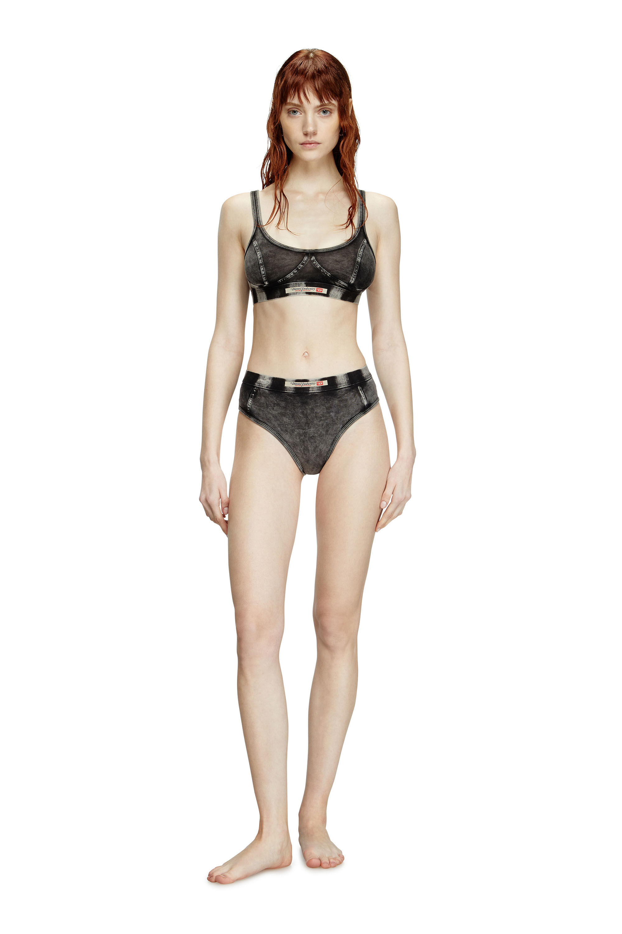 Diesel - KASSIE-DNM, Female's Bralette in denim-effect jersey in Black - 3