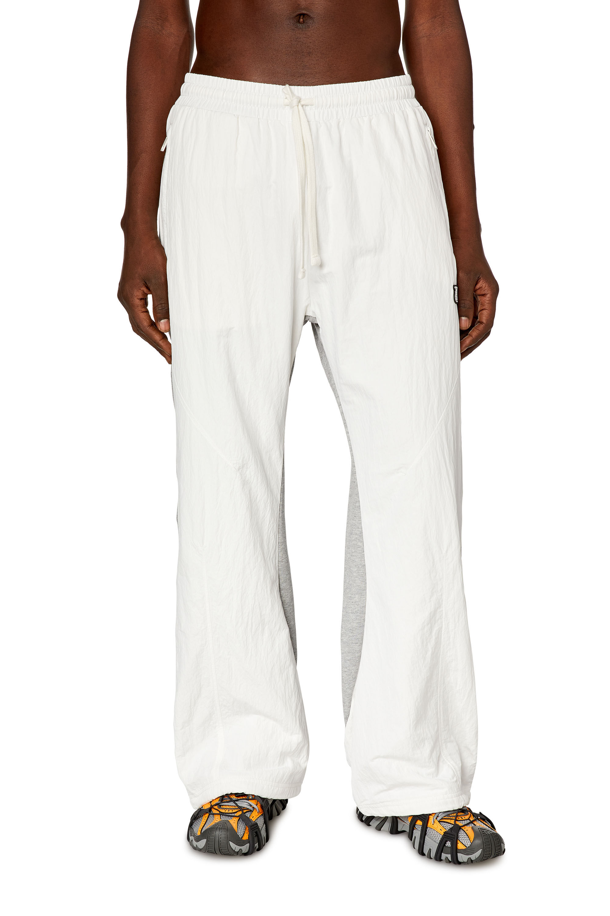 Men s Track pants in crinkled nylon and jersey Multicolor Diesel