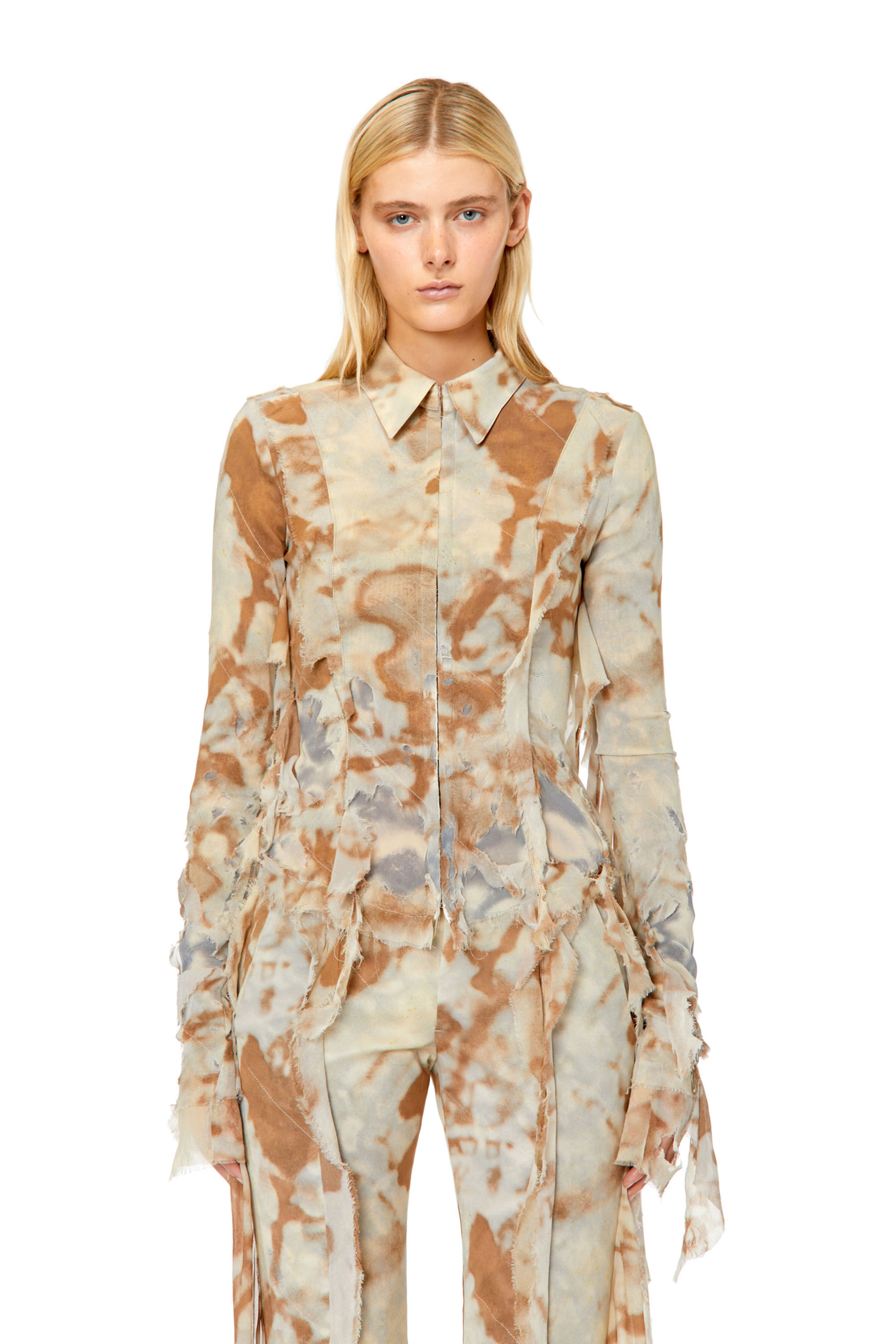 Diesel - C-DERICIA, Chemise camouflage en mousseline à deux couches Femme in Beige - 3