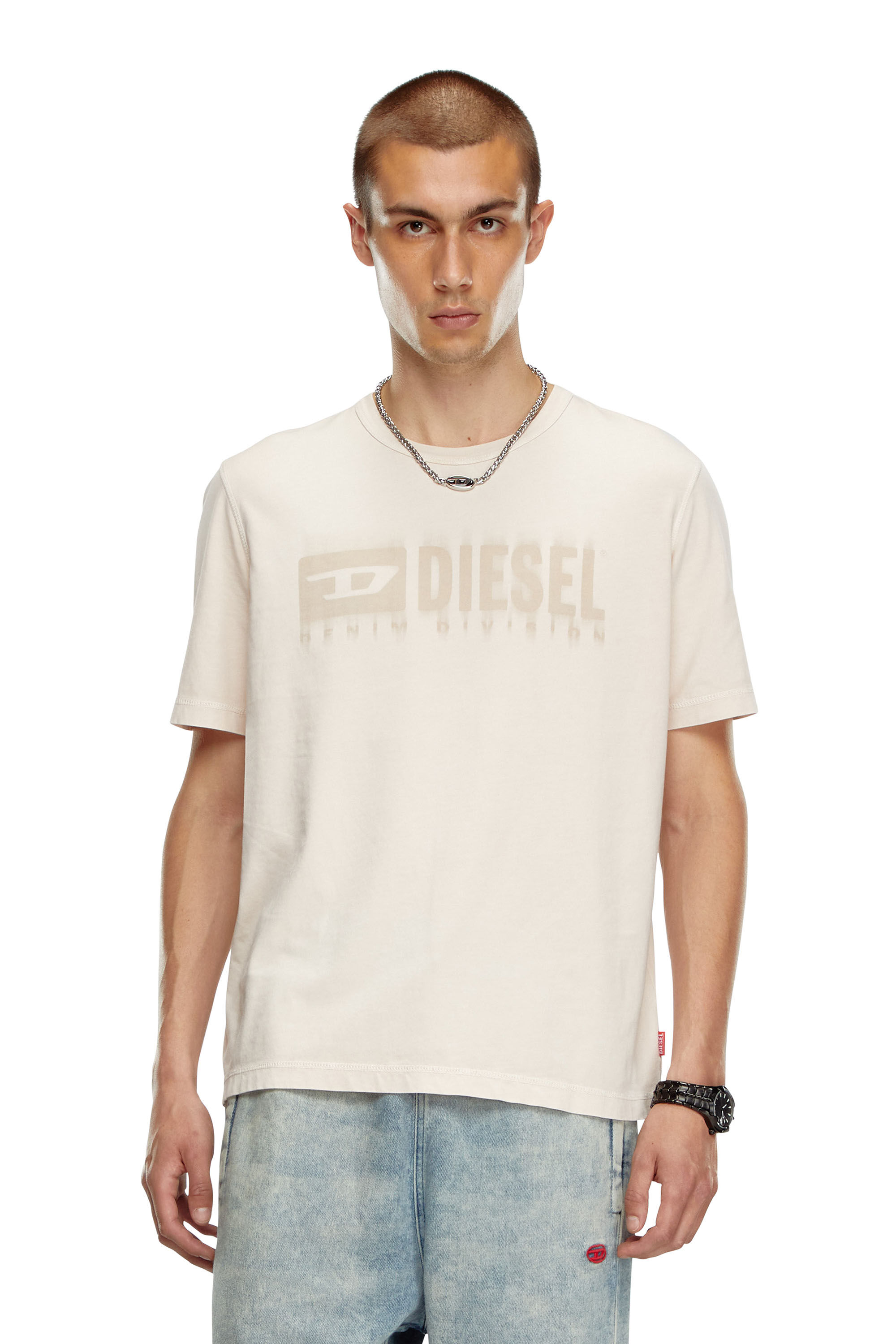 Diesel - T-ADJUST-K4, Male's T-shirt with sun-faded treatment in Beige - 3