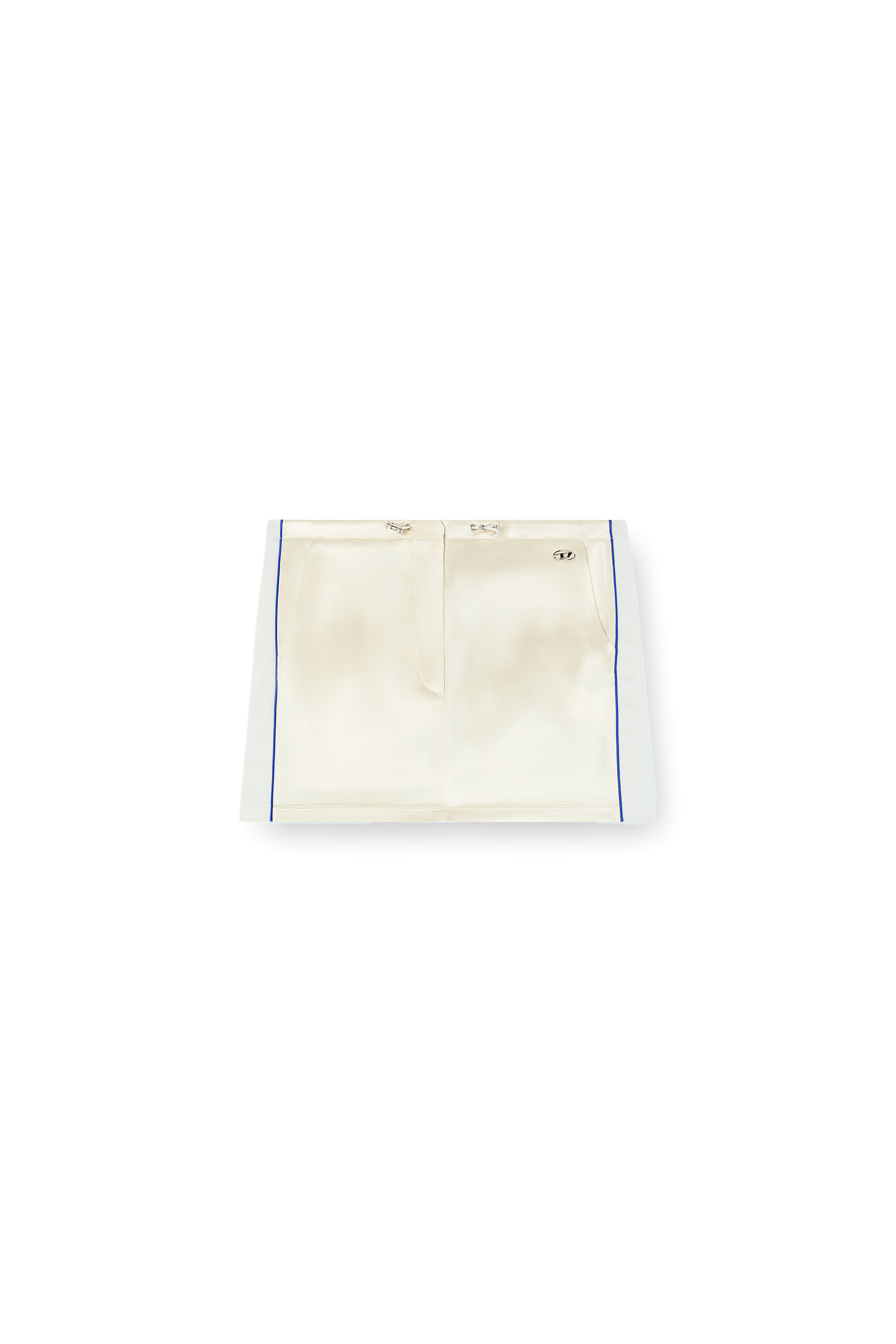 Diesel - O-DETTE, Female's Knit and satin mini skirt with piping in White - 2