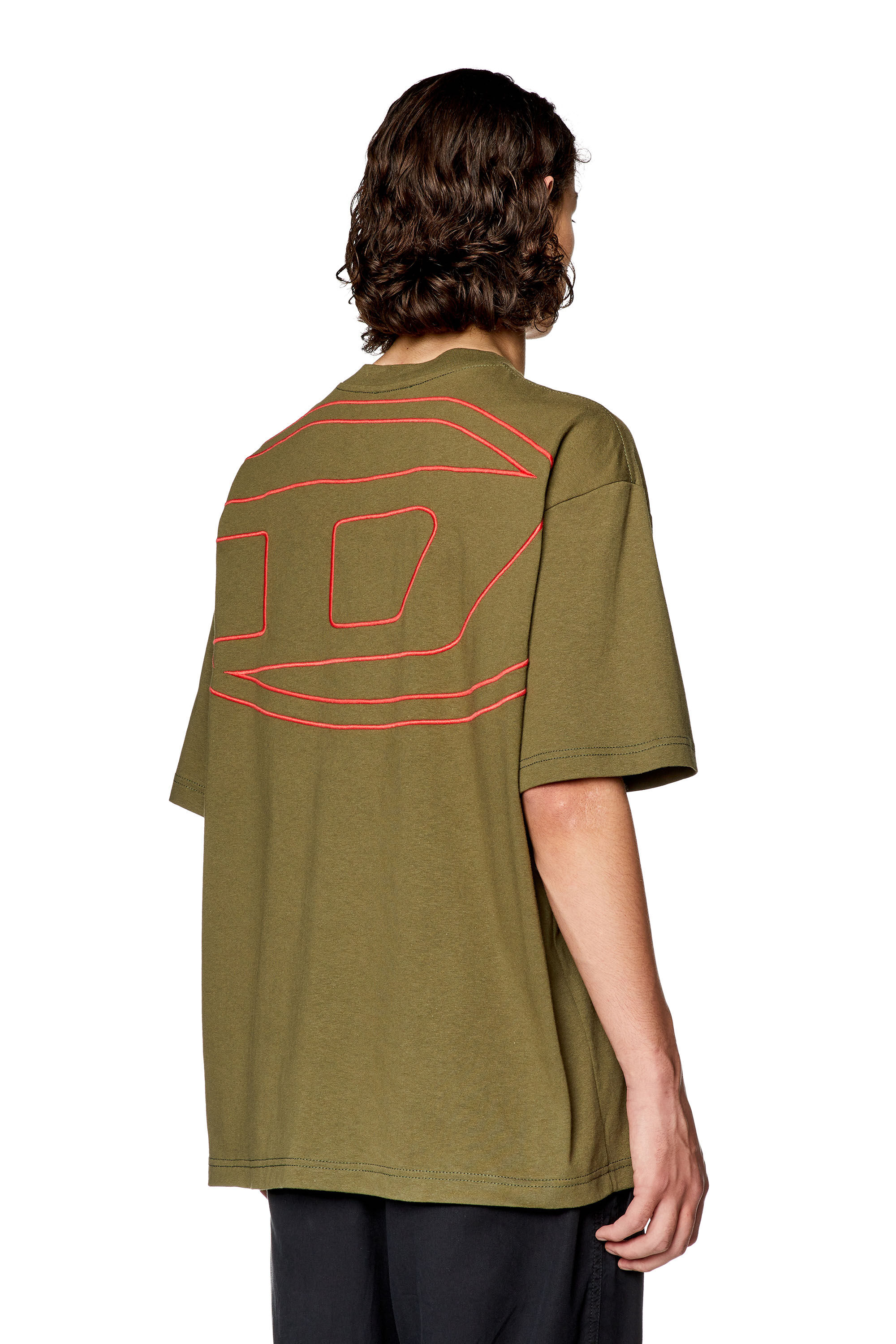 Diesel - T-BOGGY-MEGOVAL-D, Male T-shirt with maxi oval D embroidery in Green - Image 3