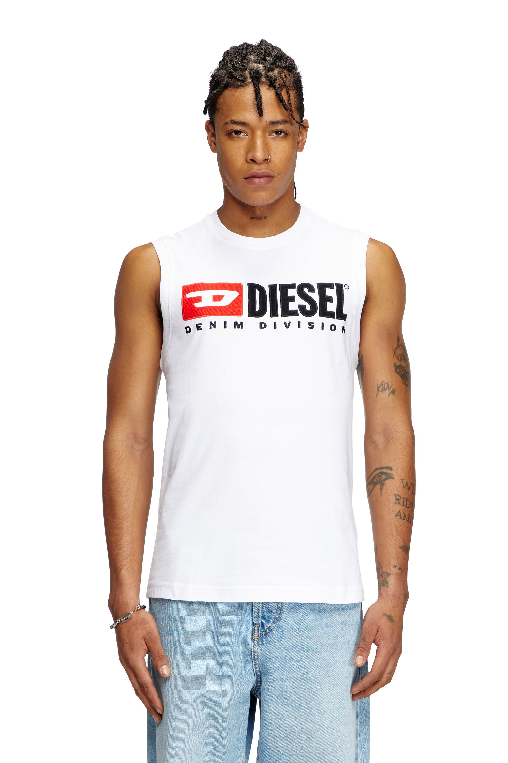 Diesel - T-ISCO-DIV, Male's Tank top with chest logo print in White - 3