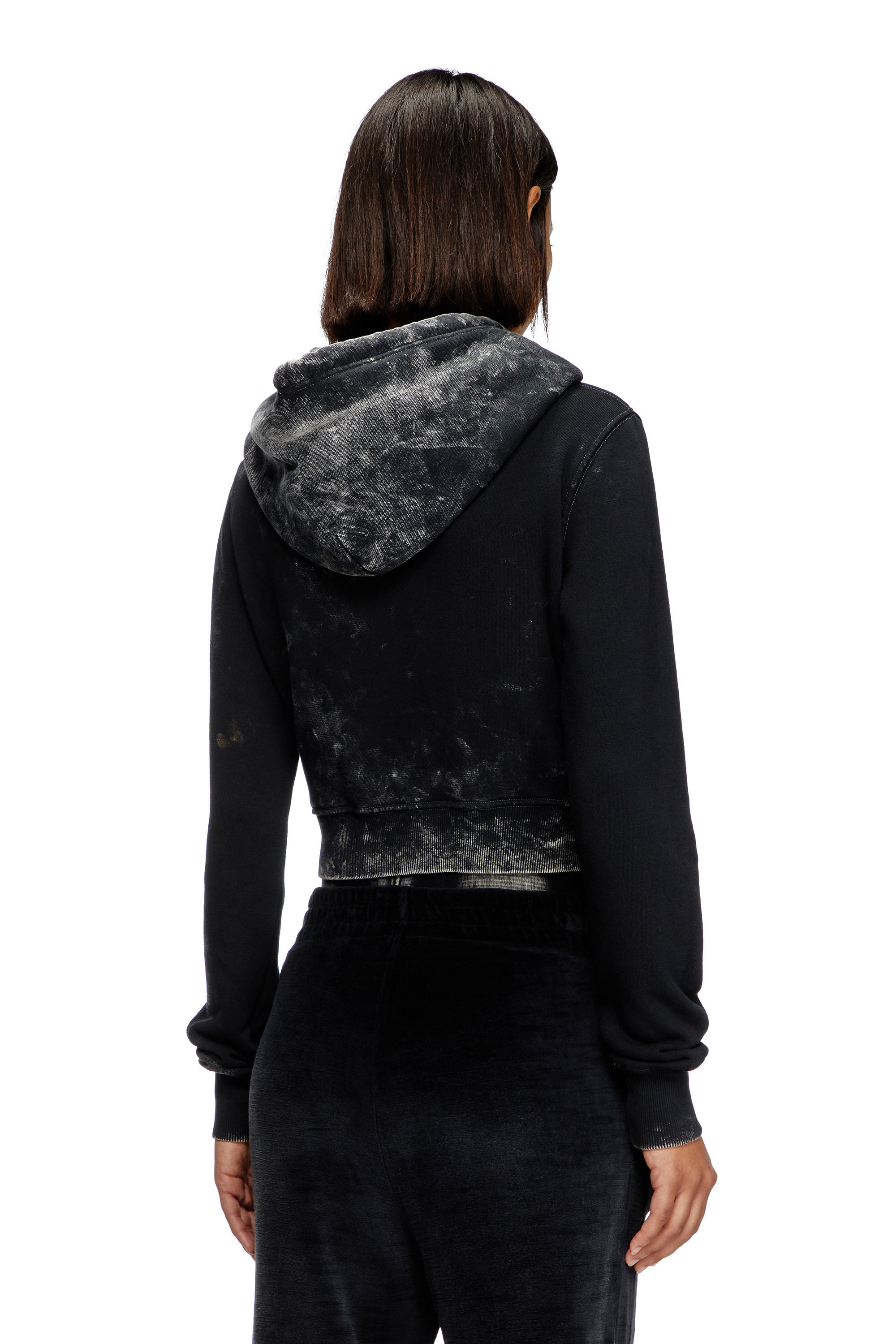 Diesel - F-SLIMMY-HOOD-P5, Female's Faded cut-out hoodie with metal logo in Black - 4