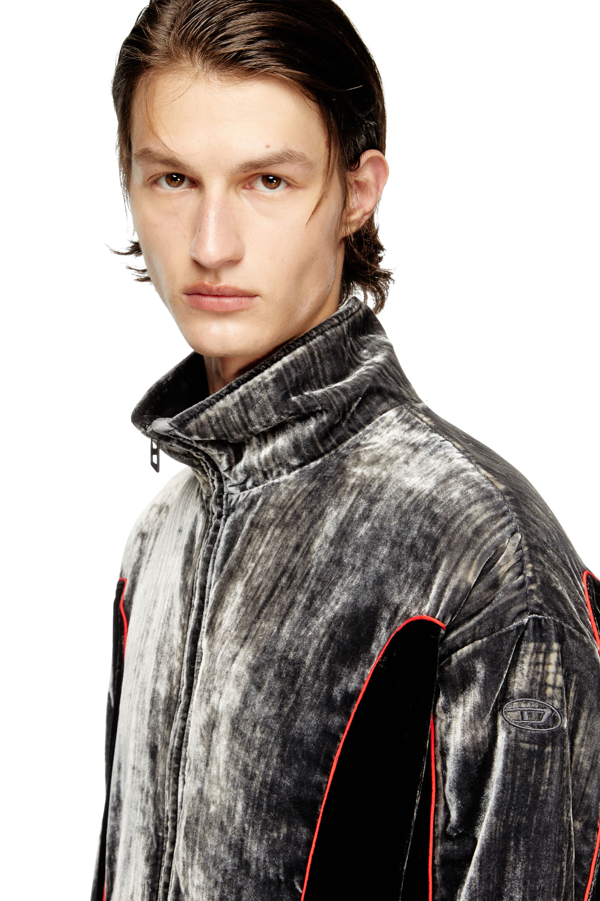 Diesel - J-HAY, Male's Track jacket in treated velvet in null - 4