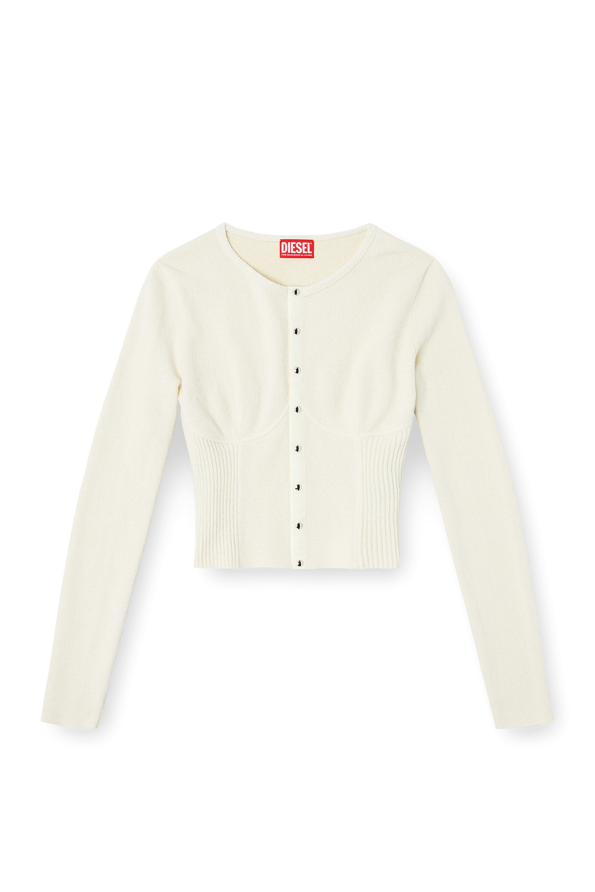 Diesel - M-LESTA, Cardigan crop effet bustier Femme in Blanc - 2