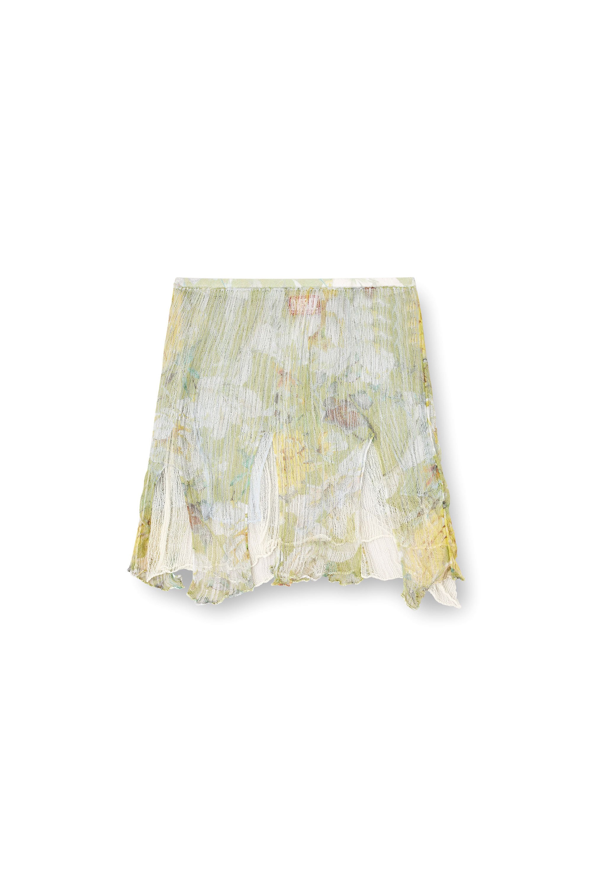 Diesel - M-ATREIUS, Female's Floral knitted skirt with distressing in Green/White - 2