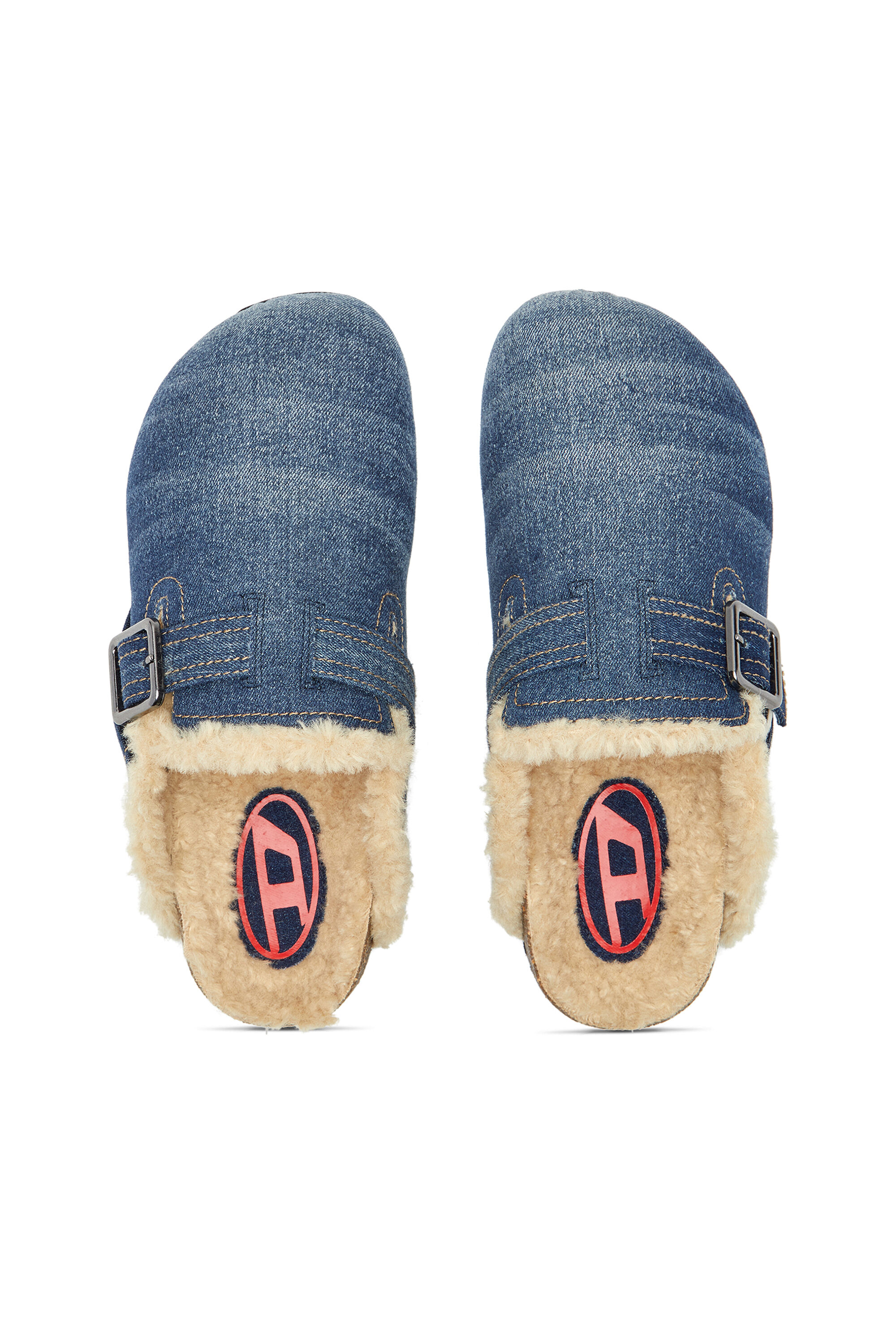 Diesel - D-WOODSTOCK X, Male's D-Woodstock-Denim mules with fluffy lining in Blue - 4
