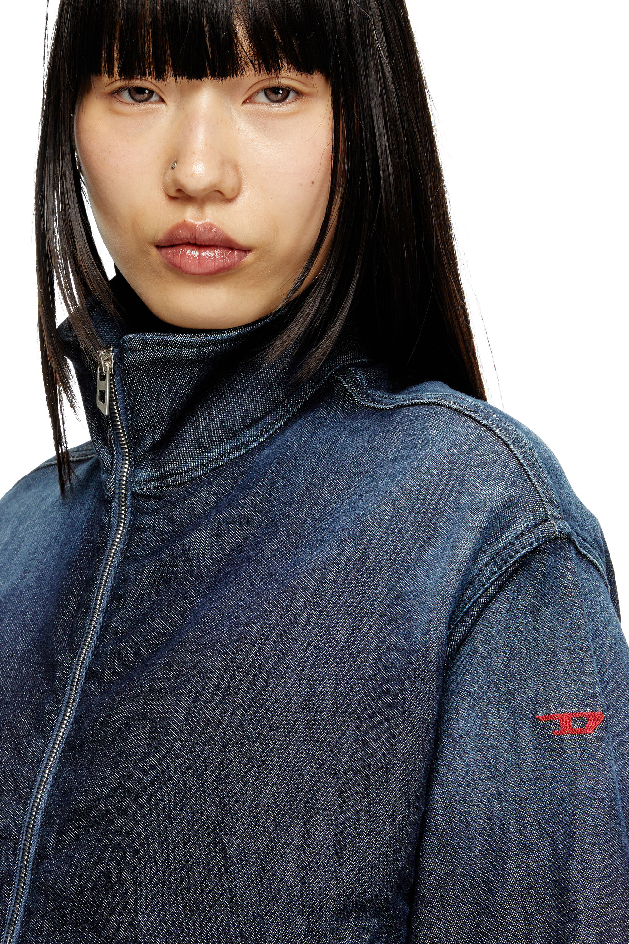 Diesel - DE-SANDERZ JOGG, Female's High-neck JoggJeans jacket in Dark Blue - 4